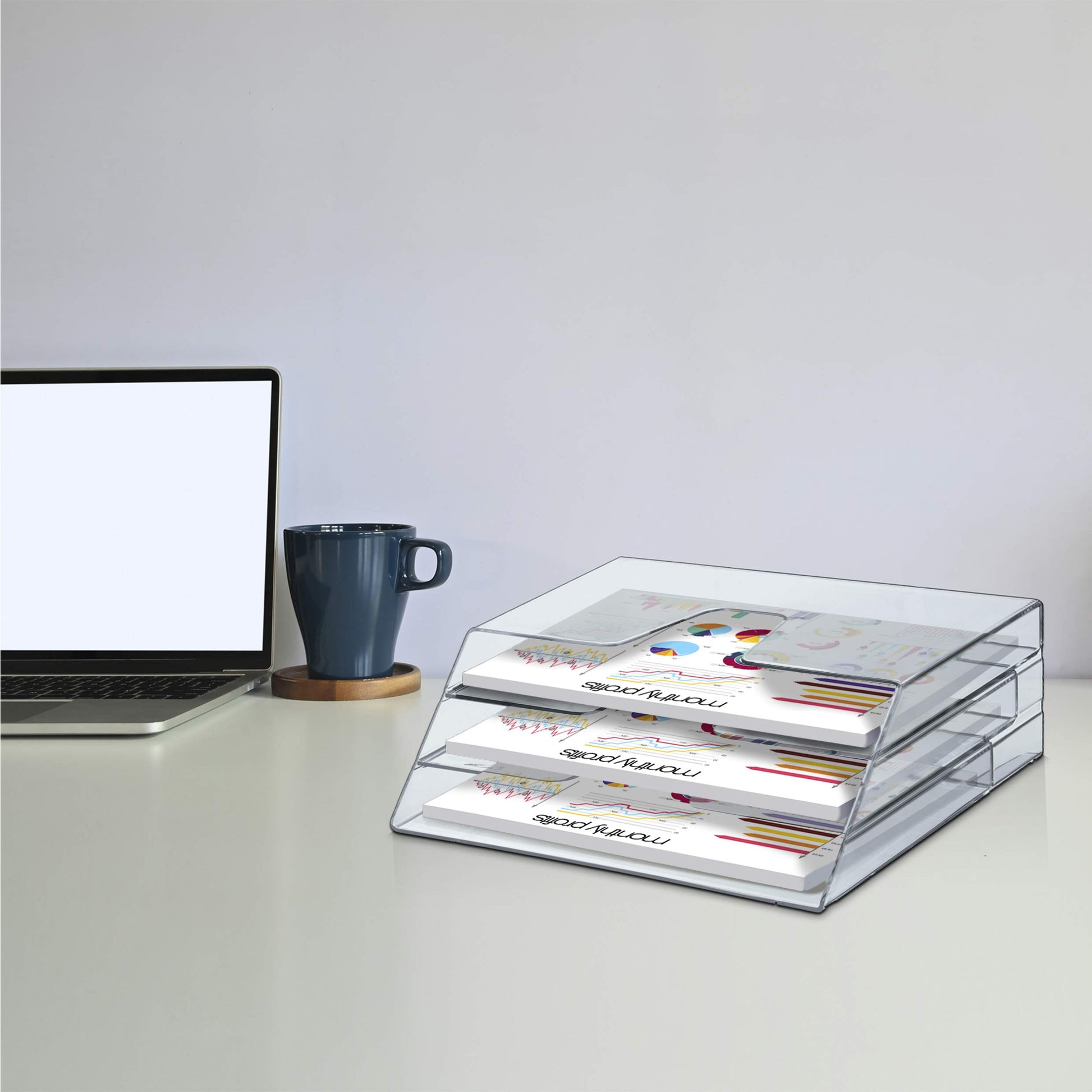 Acrimet Horizontal Triple File Folder Organizer Sorter, Letter Size, Clear