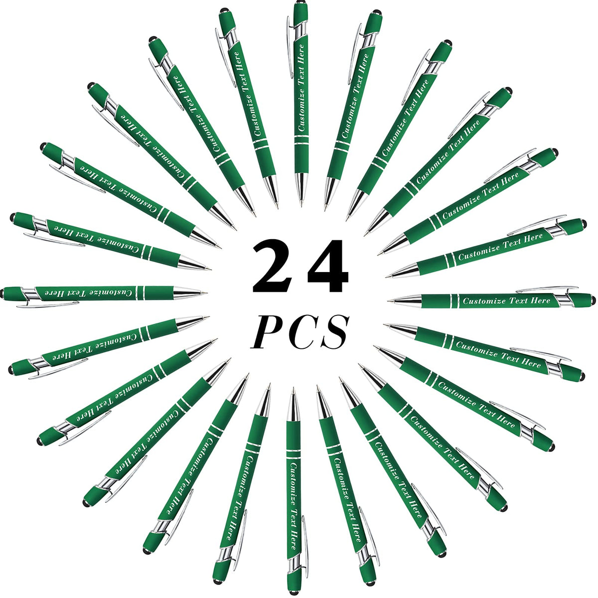 Personalized Pens Bulk with Stylus Tip 24 Pcs Custom Engraving Ballpoint Pens with Name Message