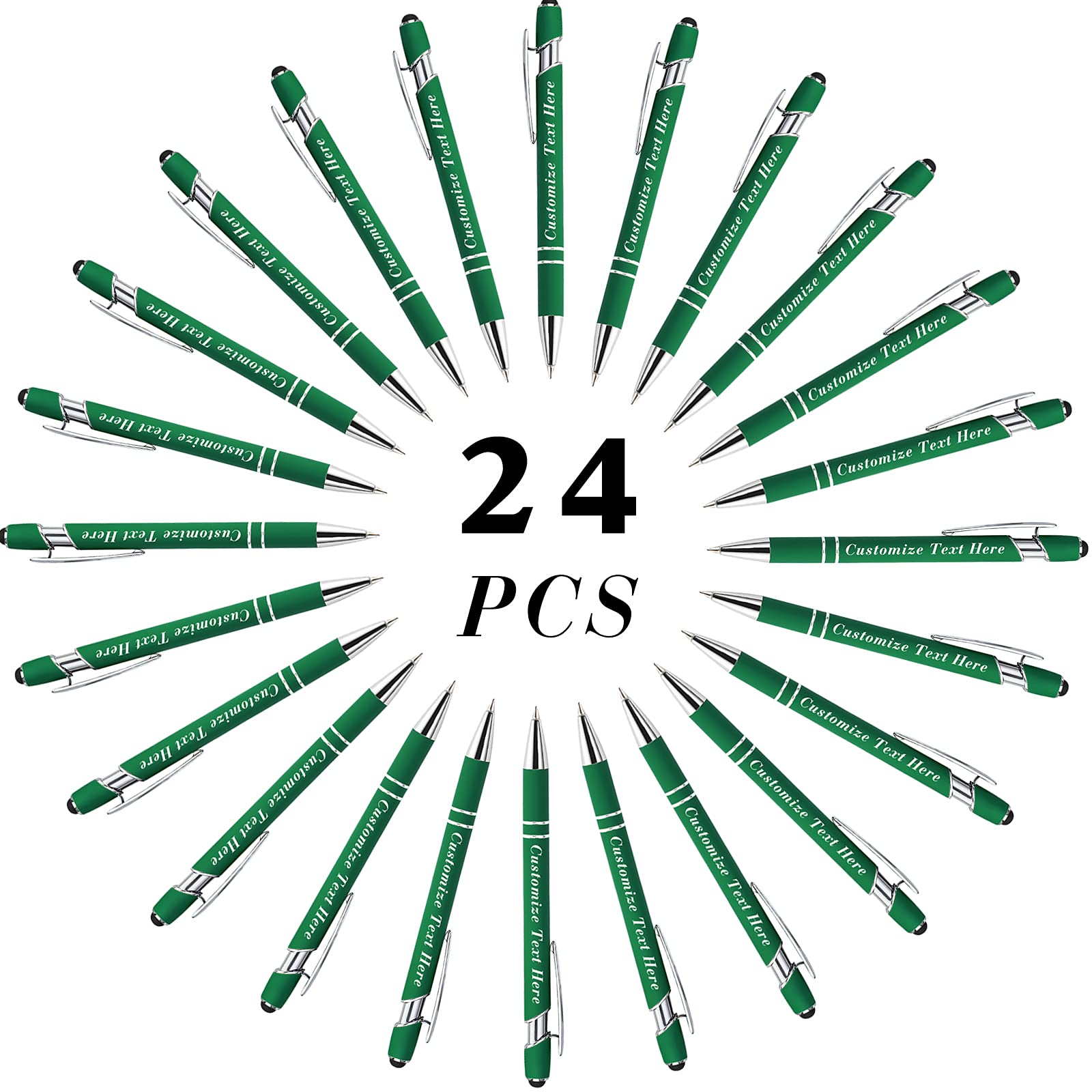 Personalized Pens Bulk with Stylus Tip 24 Pcs Custom Engraving Ballpoint Pens with Name Message