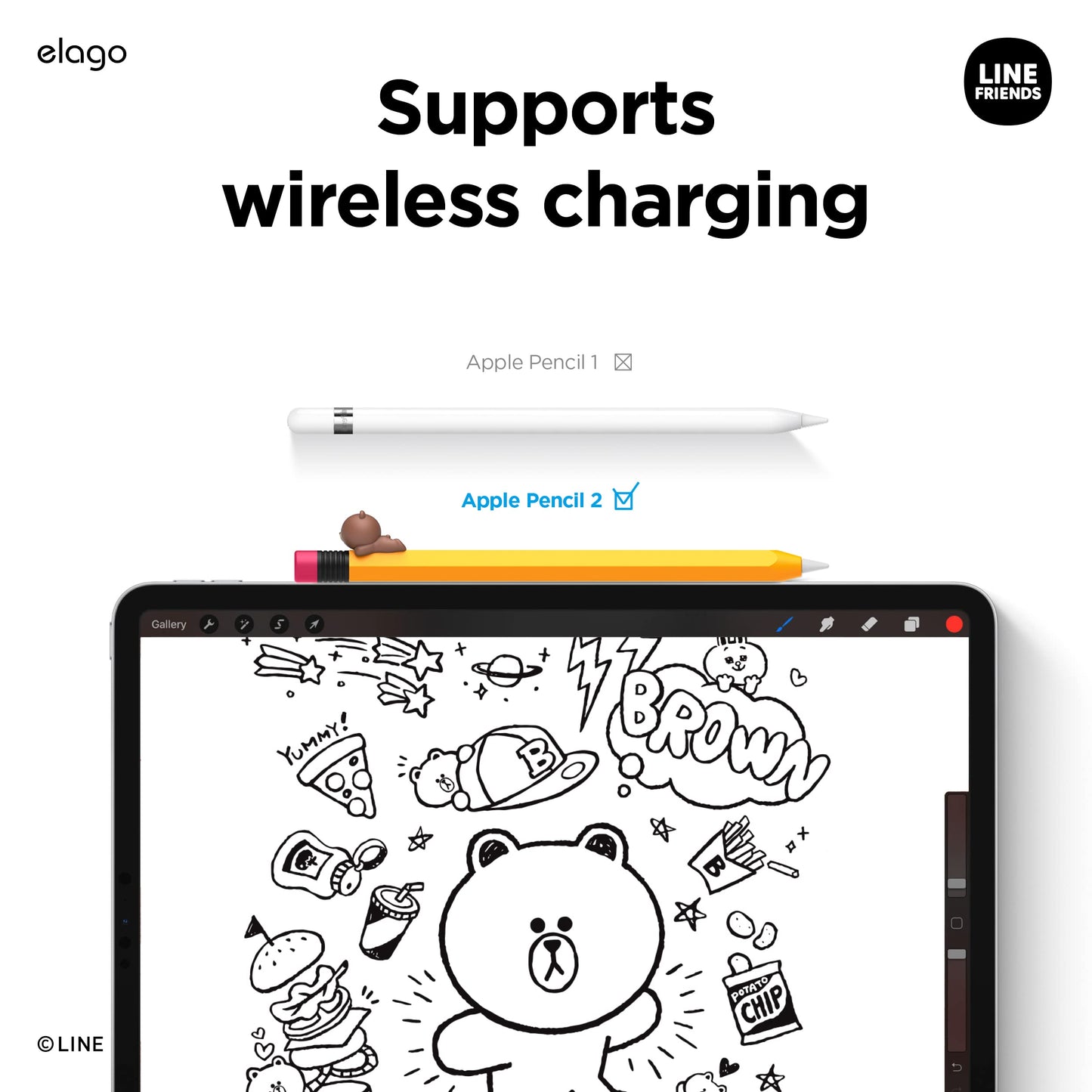 elago | LINE Friends Case for Apple Pencil Pro & 2nd Gen