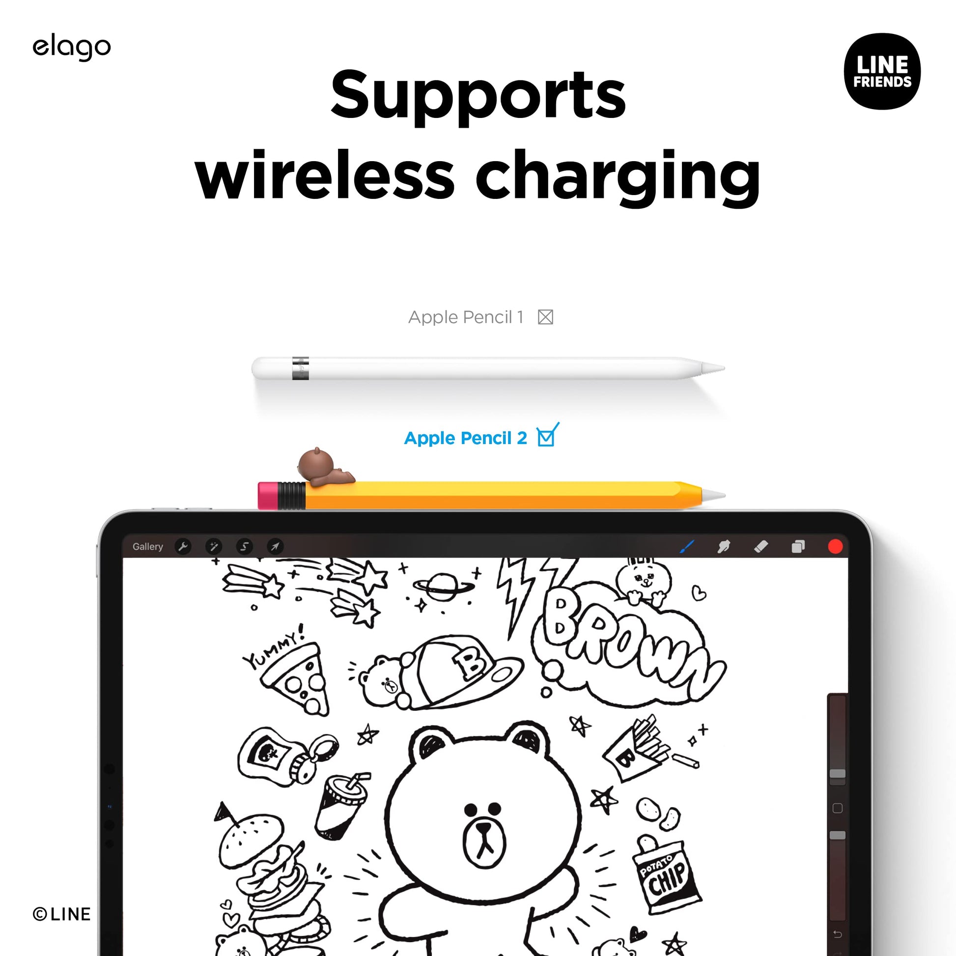 elago | LINE Friends Case for Apple Pencil Pro & 2nd Gen