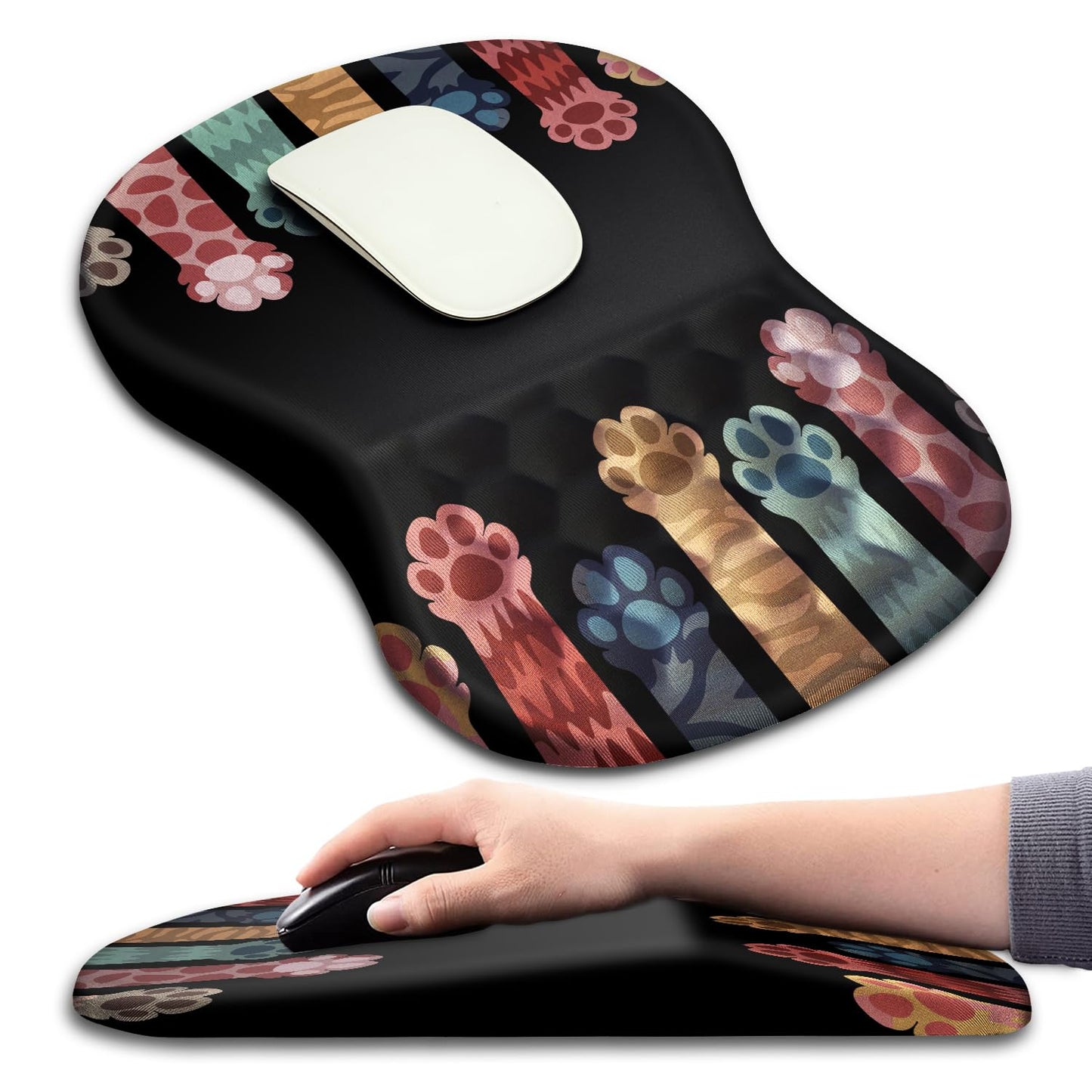 Hokafenle Ergonomic Mouse Pad Wrist Support with Massage Design, Wrist Rest Pain Relief Mousepad