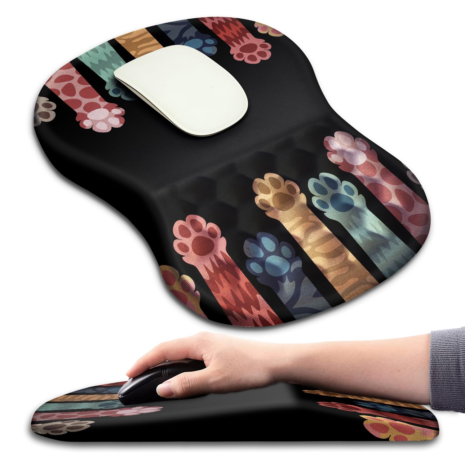 Hokafenle Ergonomic Mouse Pad Wrist Support with Massage Design, Wrist Rest Pain Relief Mousepad