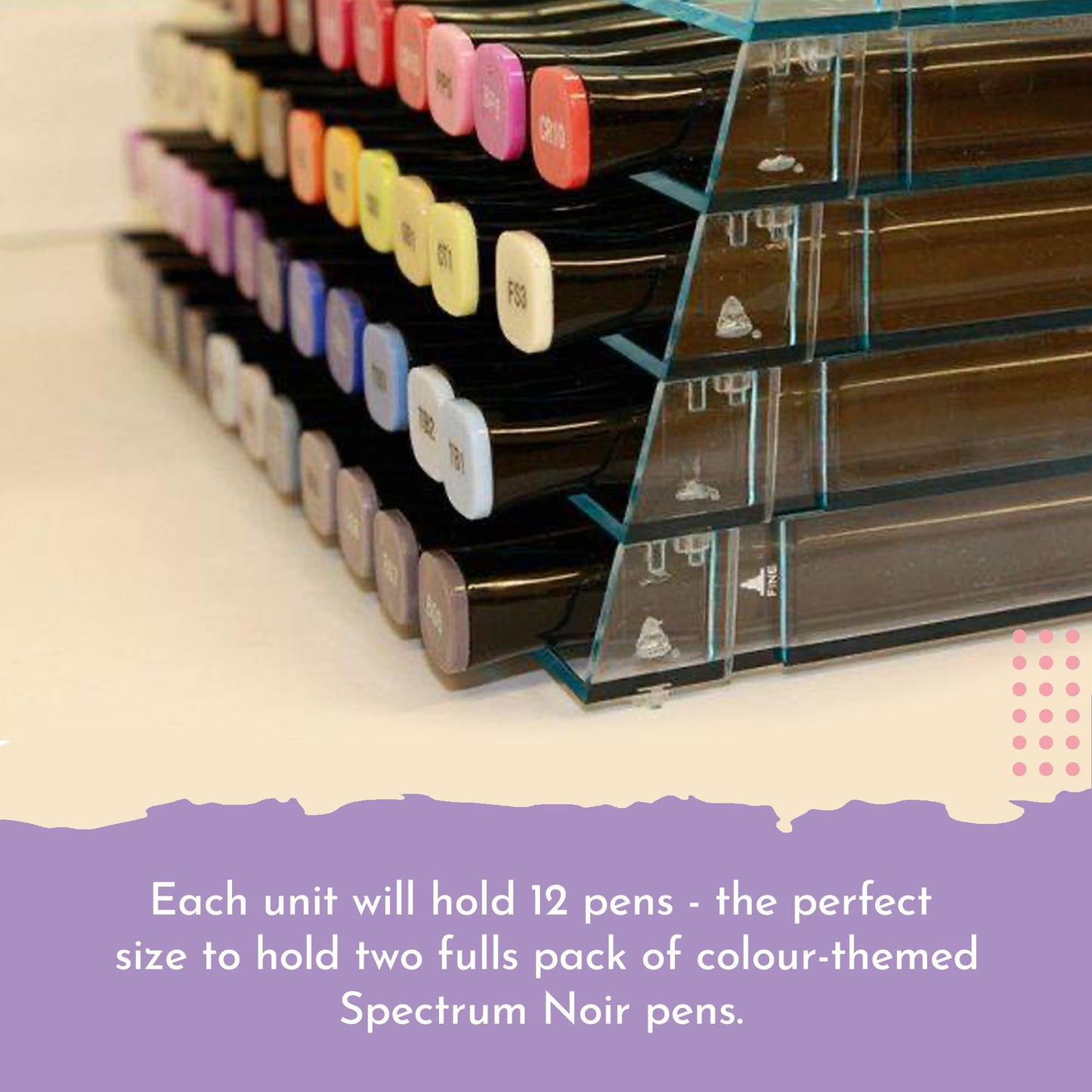 Crafter's Companion - Universal Marker Storage System Modular System for 72 Pens (4 Trays) - Clear