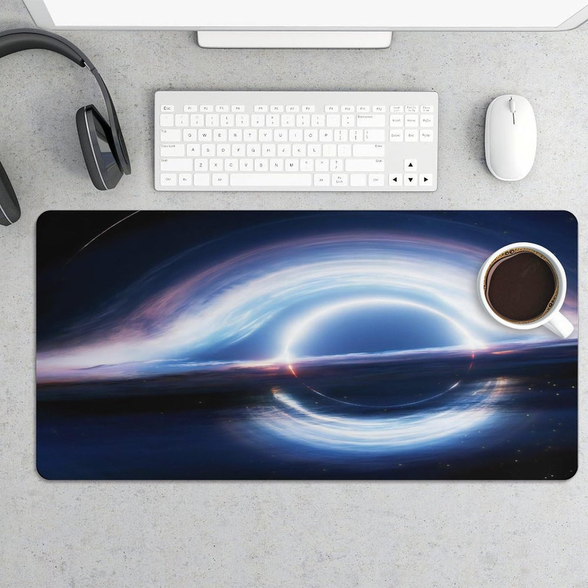 Keebik Gaming Mouse Pad, Interstellar Black Hole Mouse Pad 11.8x23.6 Inch Large Extended Computer