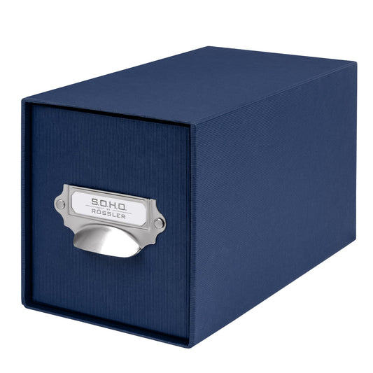 Rössler SOHO CD Storage Box with Metal Index Holder - Navy Blue