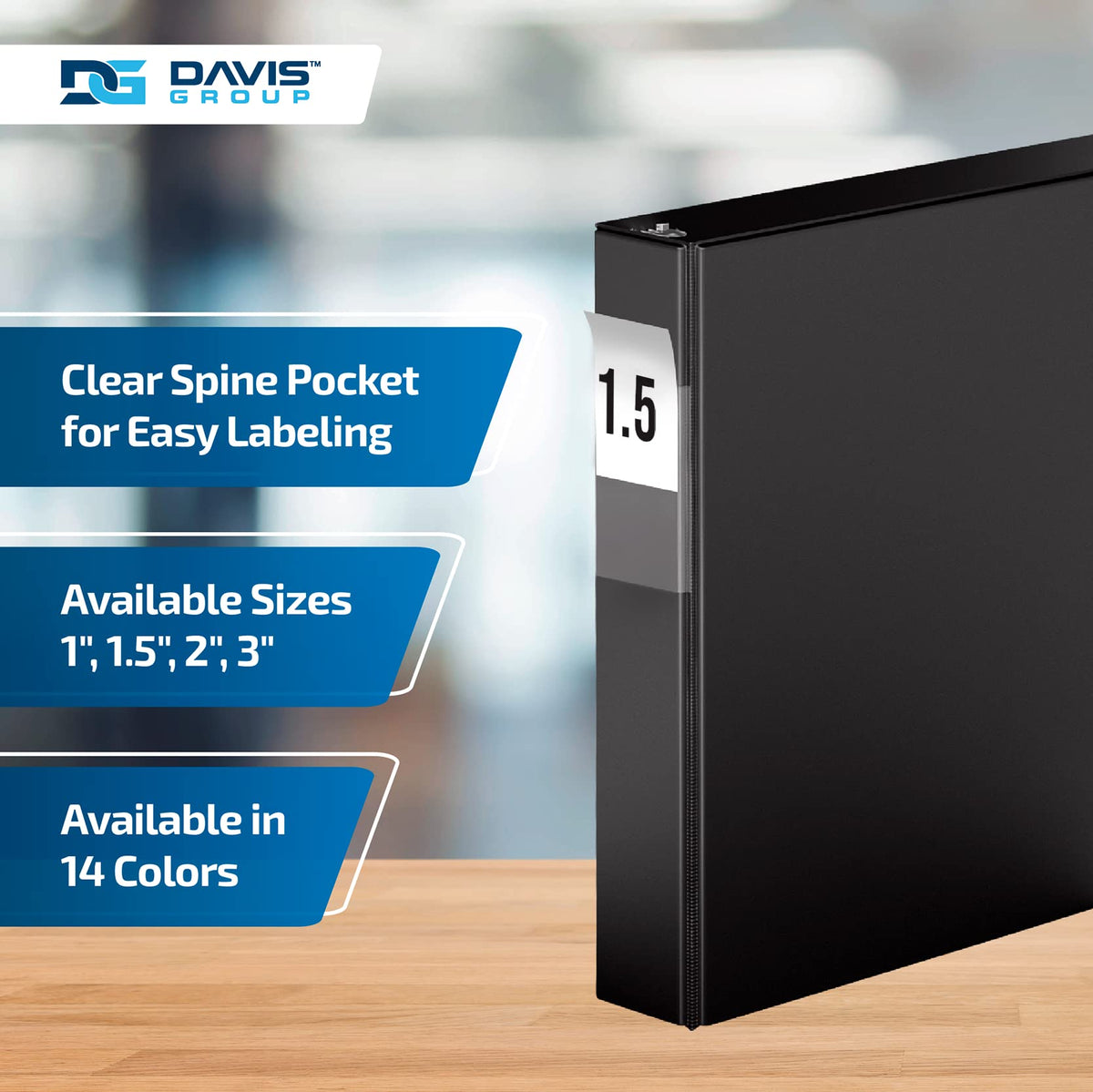Premium Economy 3-Ring Binder, Spine Label, 1.5" Round Rings, Black, 6 Pack