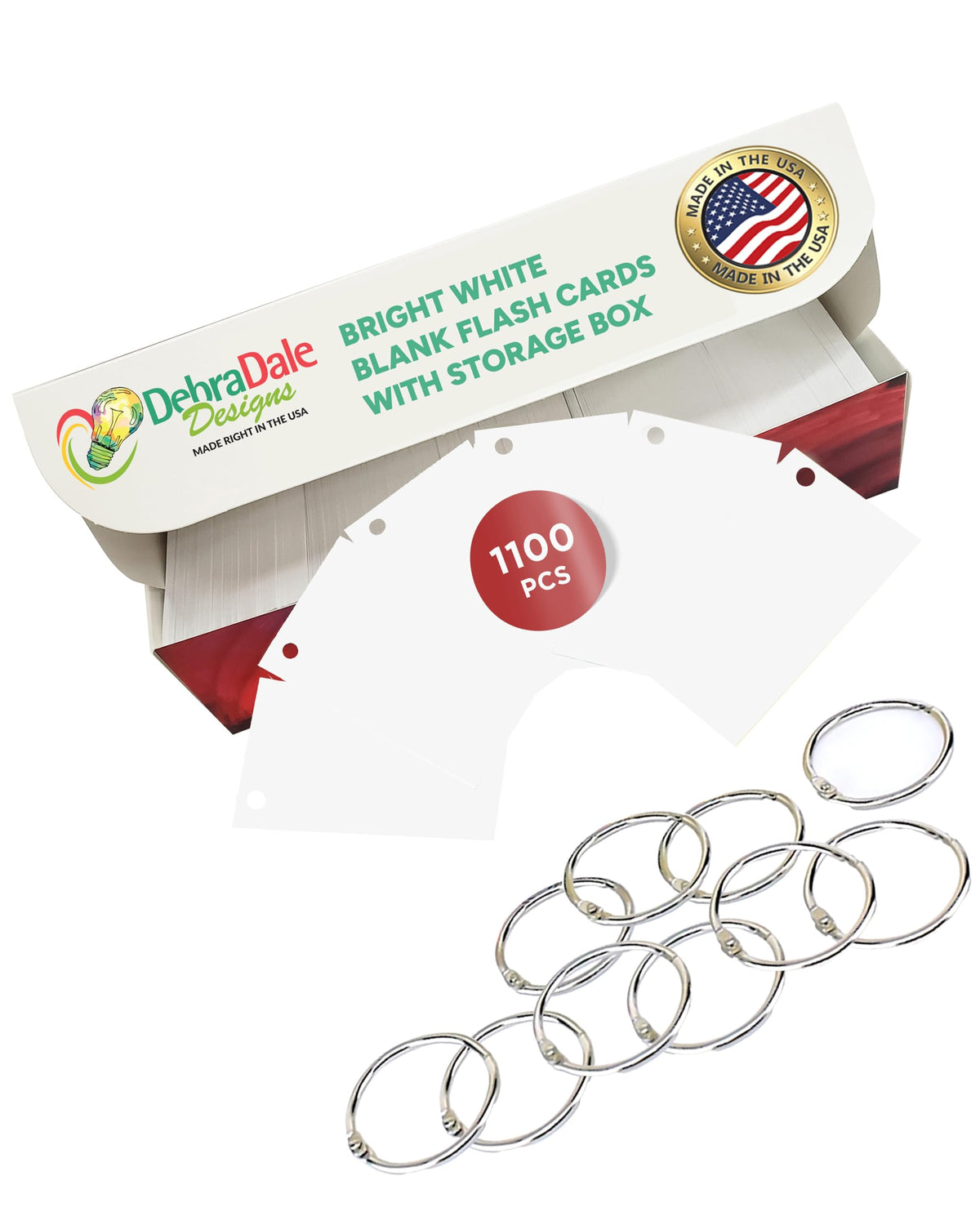 Blank Flash Cards 2x3.5 (Business Card Size) – 1,100 Hole Punched w/Rings
