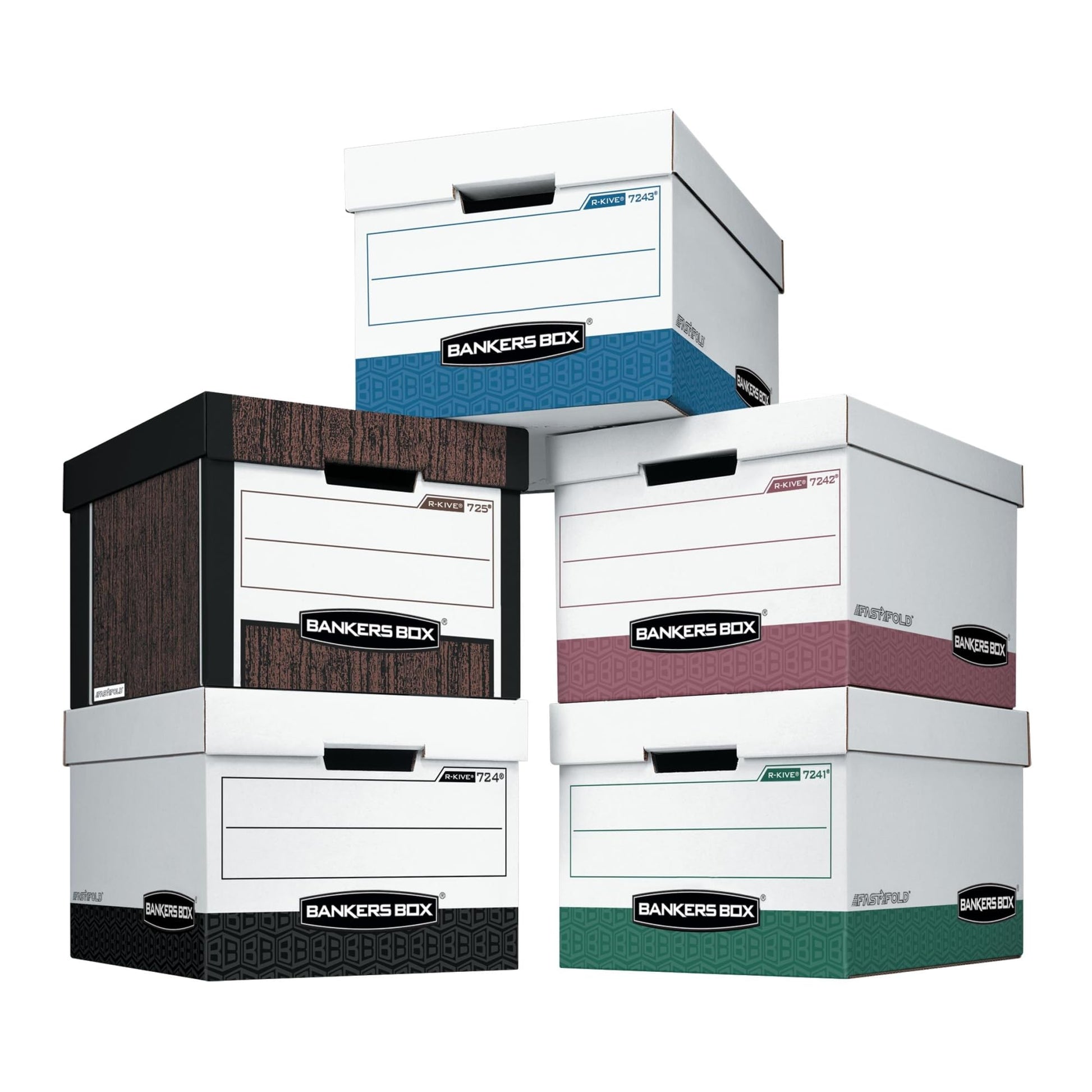 Bankers Box 12-Pack R-Kive Heavy Duty File Storage Boxes with Lids, FastFold Assembly