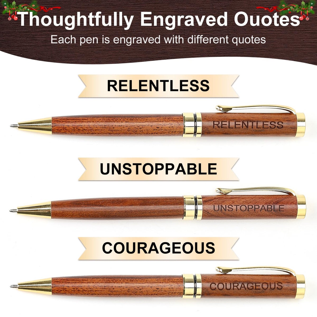 Renawe Fancy Wooden Pens Set with Box Congratulations Gifts for Women Men