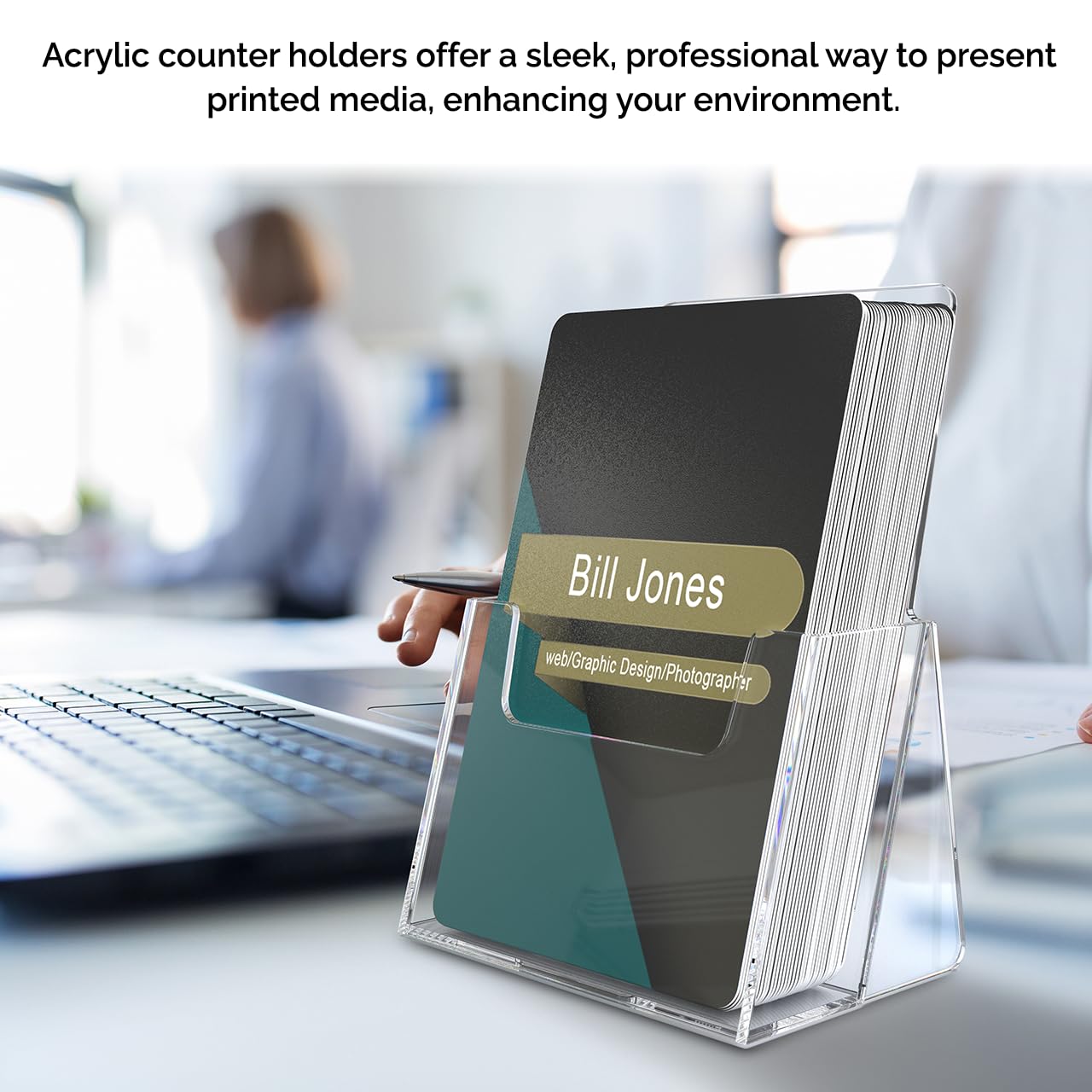Marketing Holders 6 Pack Vertical Business Card Holder for 2" x 3.5" Gift Cards Clear Acrylic