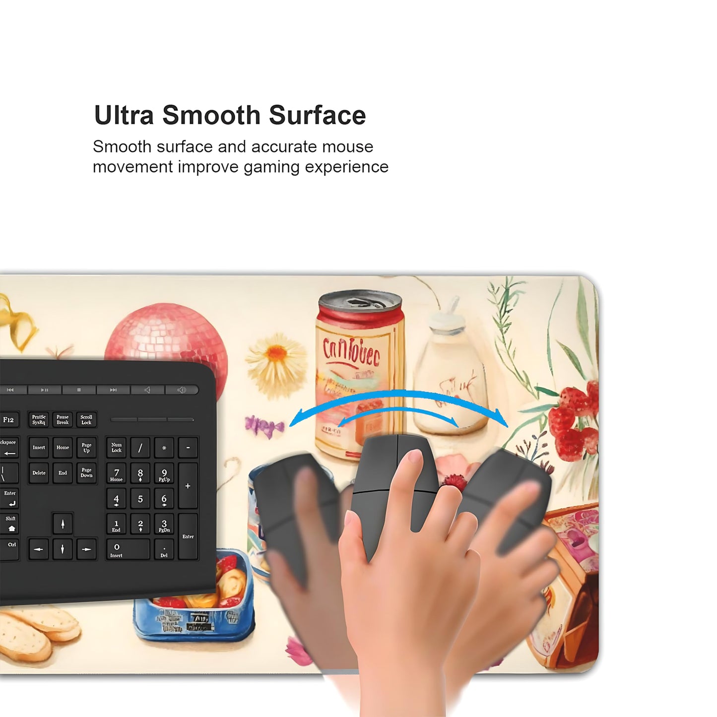 Cute Aesthetic Party Gaming Mouse Pad, Pink Minimalist Desk Mat with Anti-Slip Base & Stitched