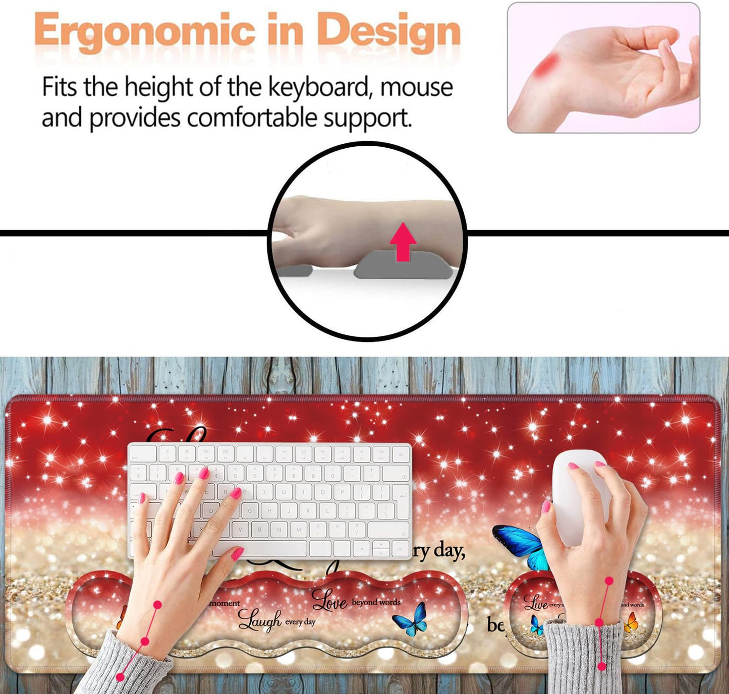 Ergonomic Keyboard Wrist Rest & Mouse Pad Wrist Rest Set,Large XXL Gaming Desk Mat 31.5"x