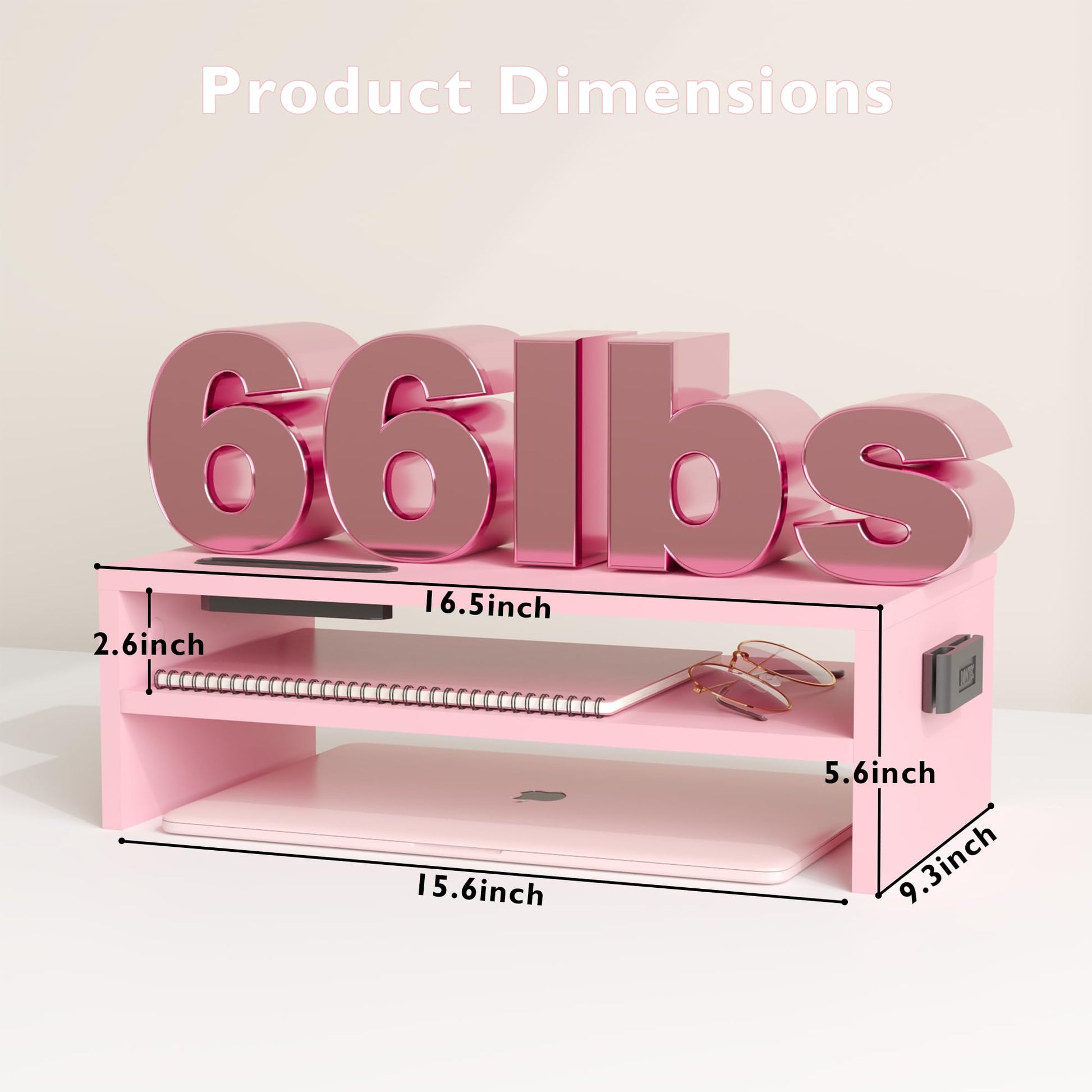 BONTEC Wooden Monitor Stand Riser for Desk, 2-Tier Computer Monitor Stand
