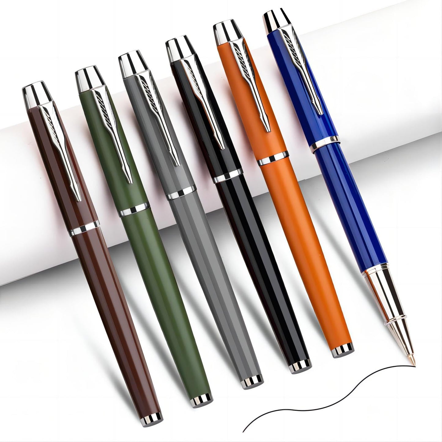 YONCOUX 6-pcs Luxury Metal Fine Point Ballpoint Pen, Personalized Vintage Colored Pen Holders, Best