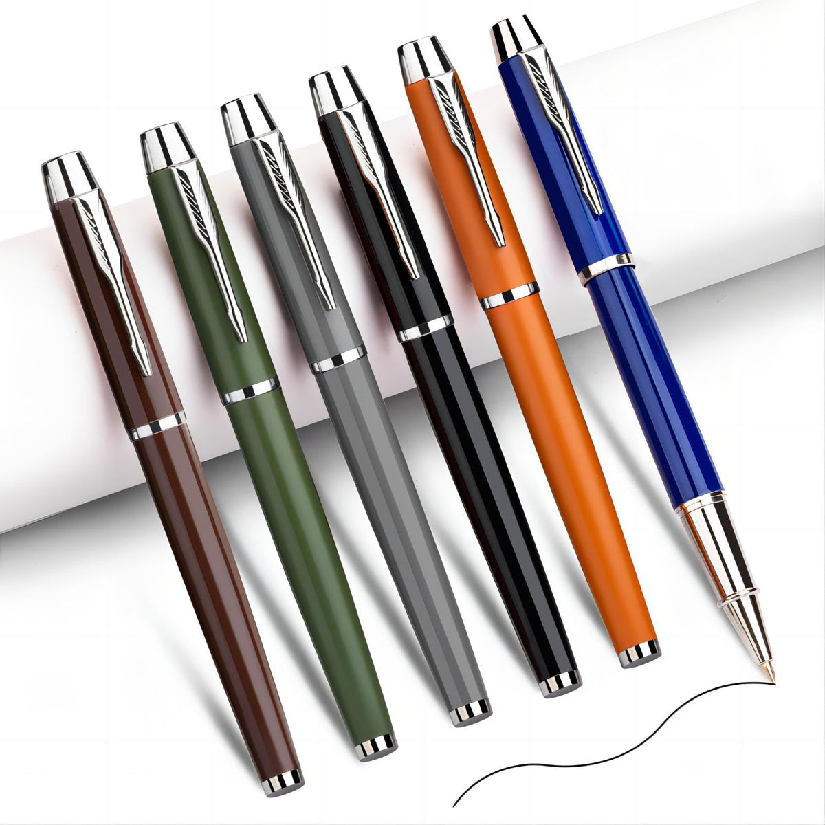 YONCOUX 6-pcs Luxury Metal Fine Point Ballpoint Pen, Personalized Vintage Colored Pen Holders, Best