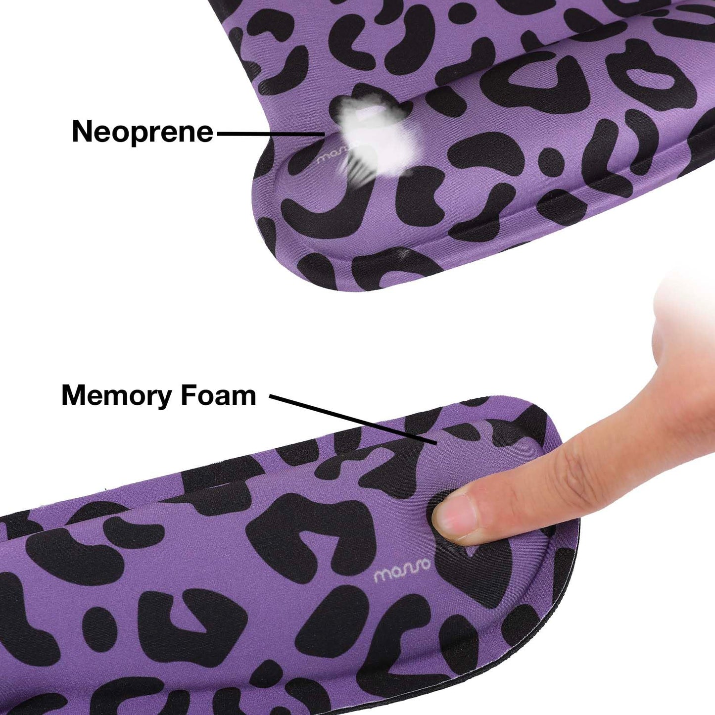 MOSISO Leopard Grain Wrist Rest Support for Mouse Pad&Keyboard Set, Purple
