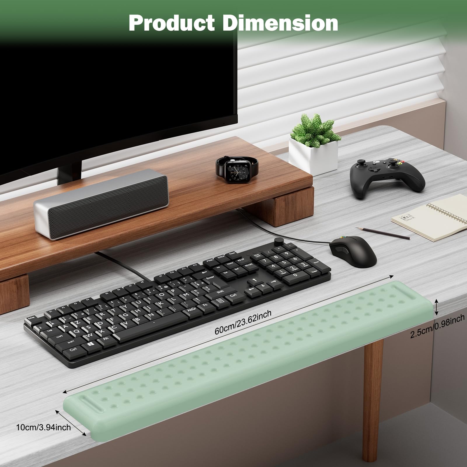 Leolee L-Shaped Desk Long Wrist Rest Elbow 60CM, Pale Green Arm Rest Desk