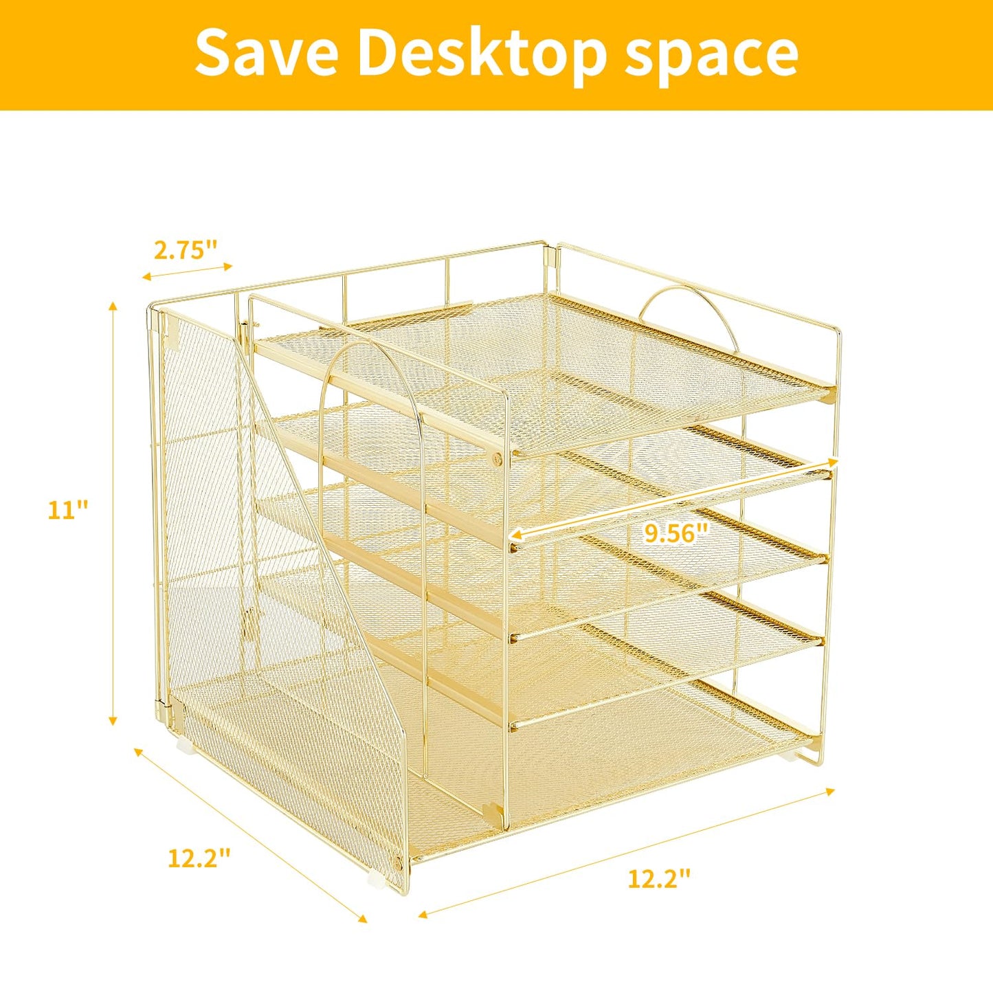 LEKETREE Desk Organizers and Accessories, 5-Tier Paper Letter Tray Organizer with File Holder