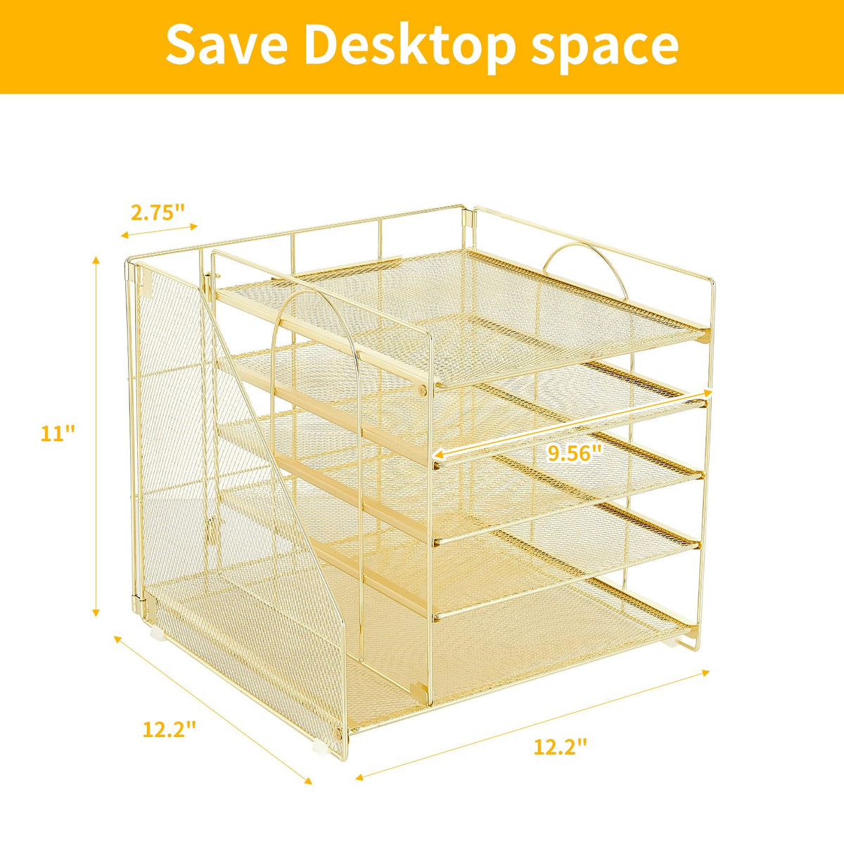 LEKETREE Desk Organizers and Accessories, 5-Tier Paper Letter Tray Organizer with File Holder