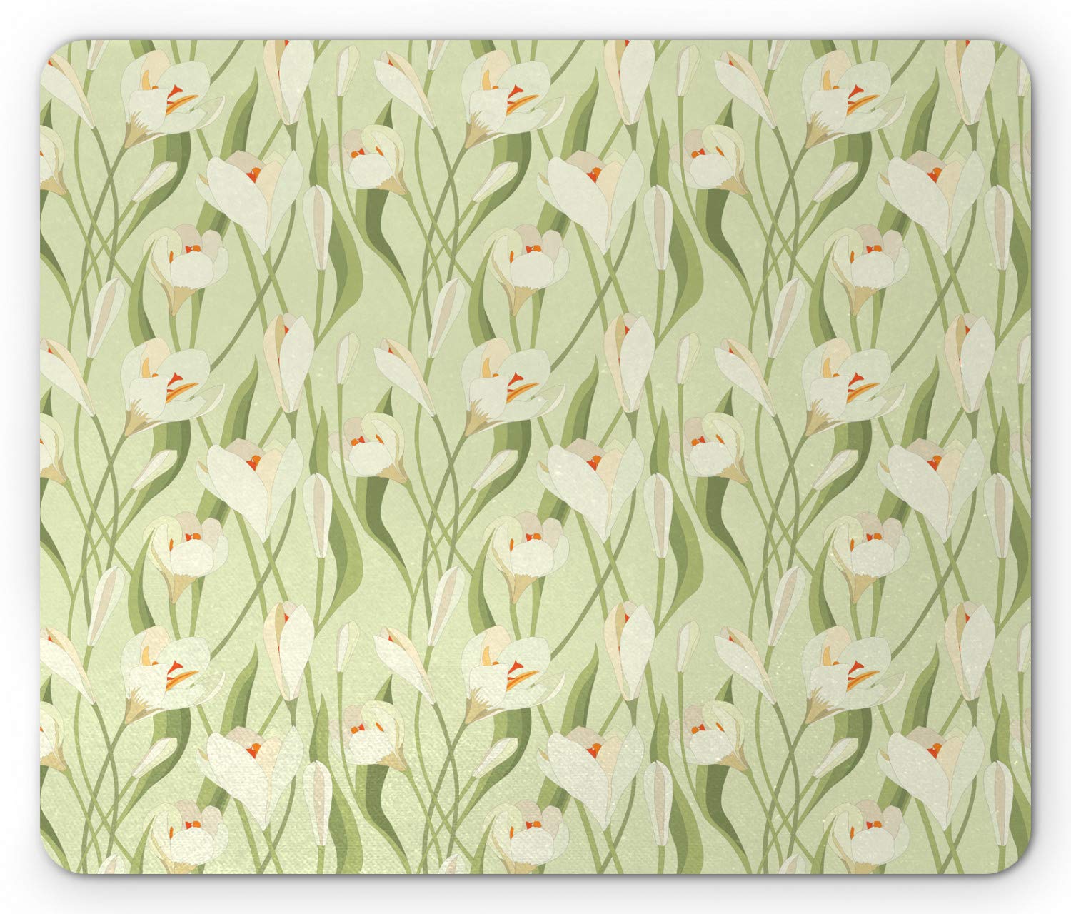 Ambesonne Garden Art Mouse Pad, Spring Flowers Bouquet Crocuses with Blossoming Petals Botanical
