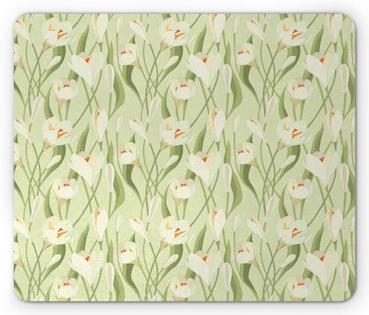 Ambesonne Garden Art Mouse Pad, Spring Flowers Bouquet Crocuses with Blossoming Petals Botanical