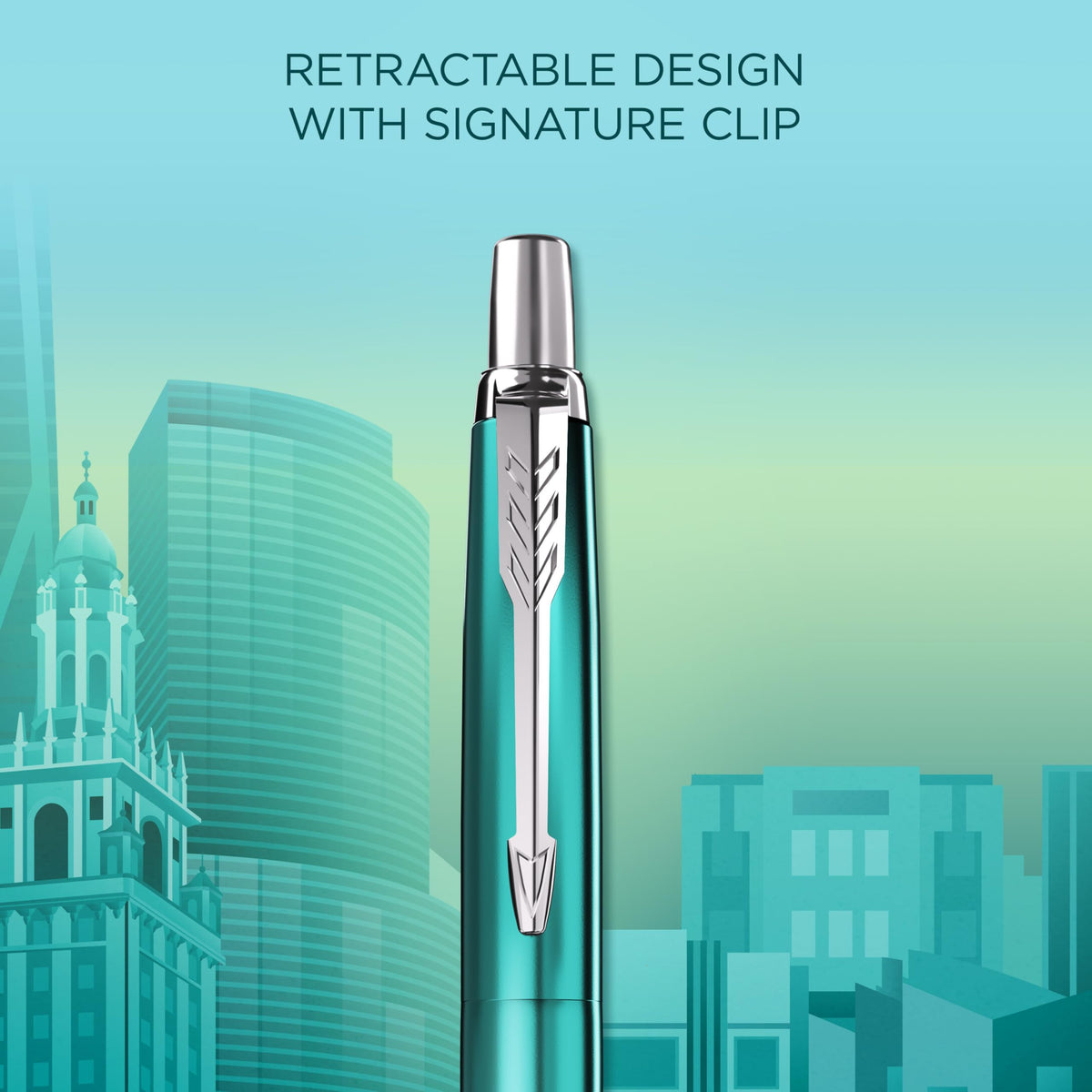 Parker Jotter Ballpoint Pen | Special Edition | Miami Turquoise with Chrome Trim | Medium Point |