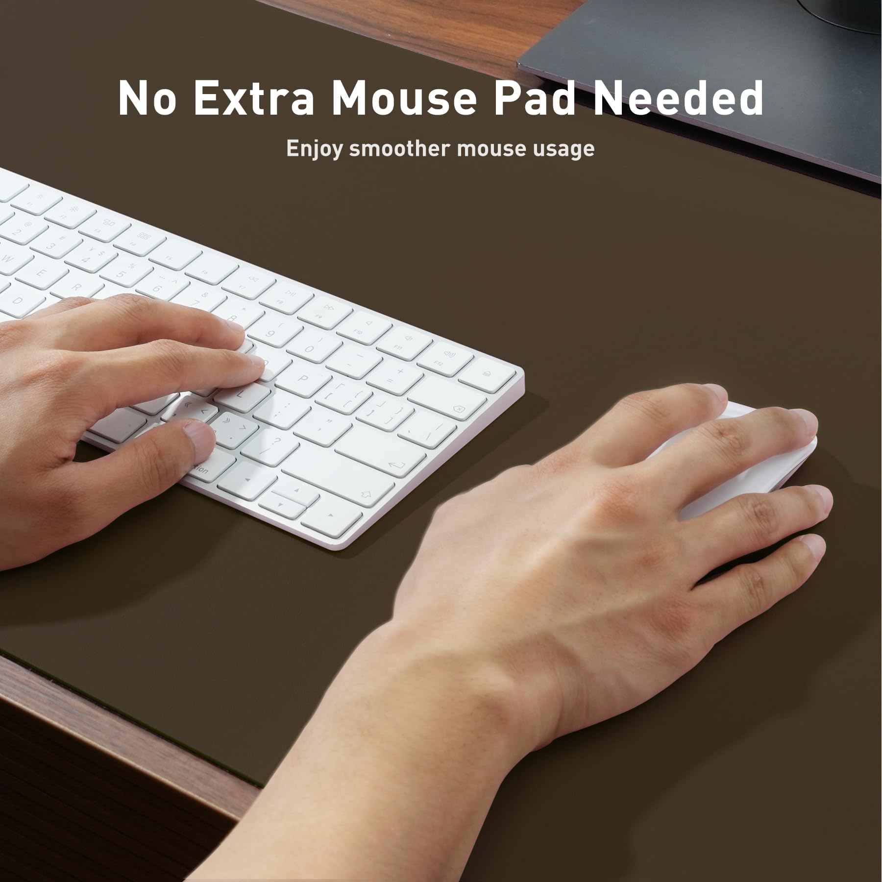 Aothia Faux Leather Desk Mat - Non-Slip PU Leather Desk Blotter, Waterproof Writing Surface, Large