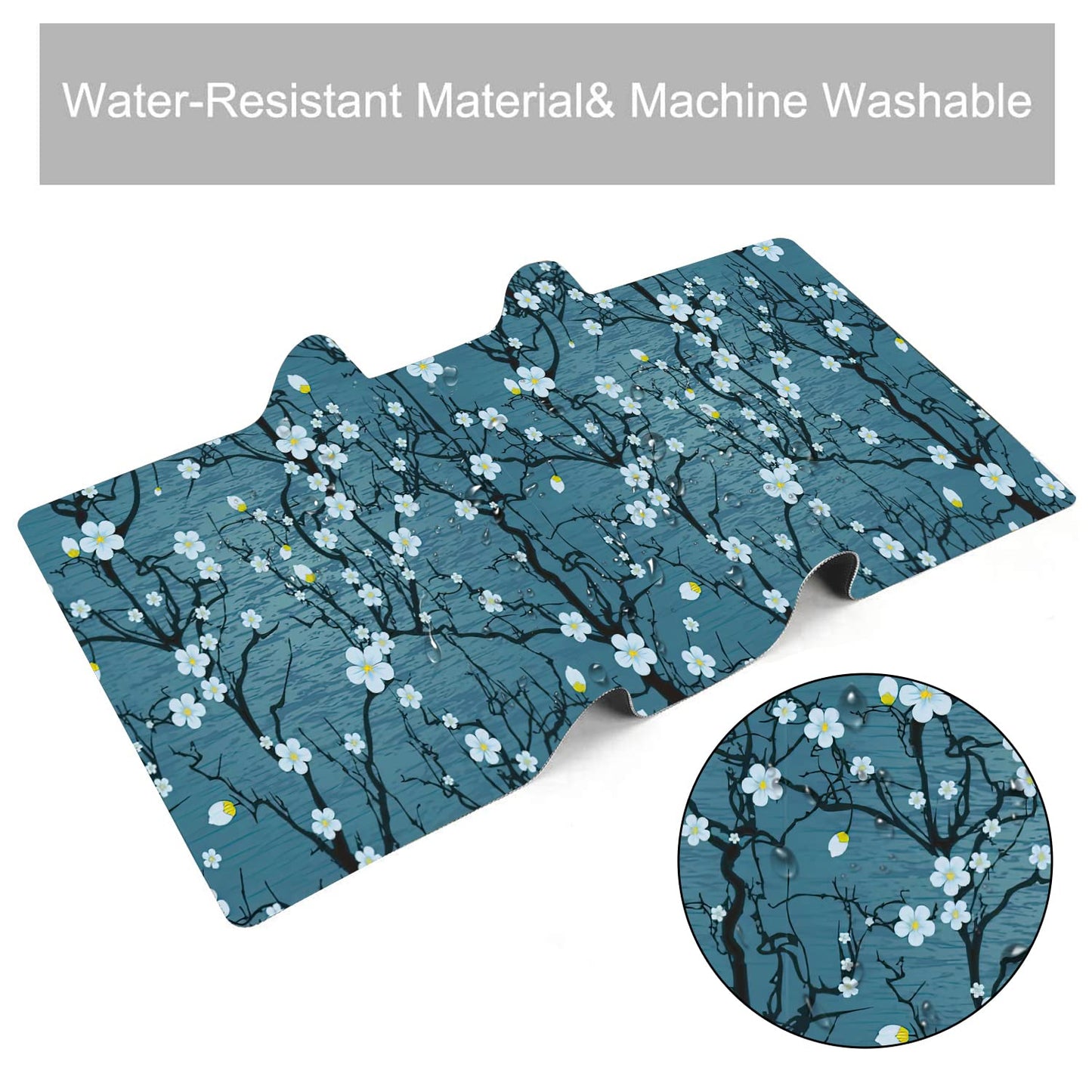 Japanese Cherry Blossom Extended Gaming Mouse Pad Large Desk Mat with Non-Slip Rubber Base and