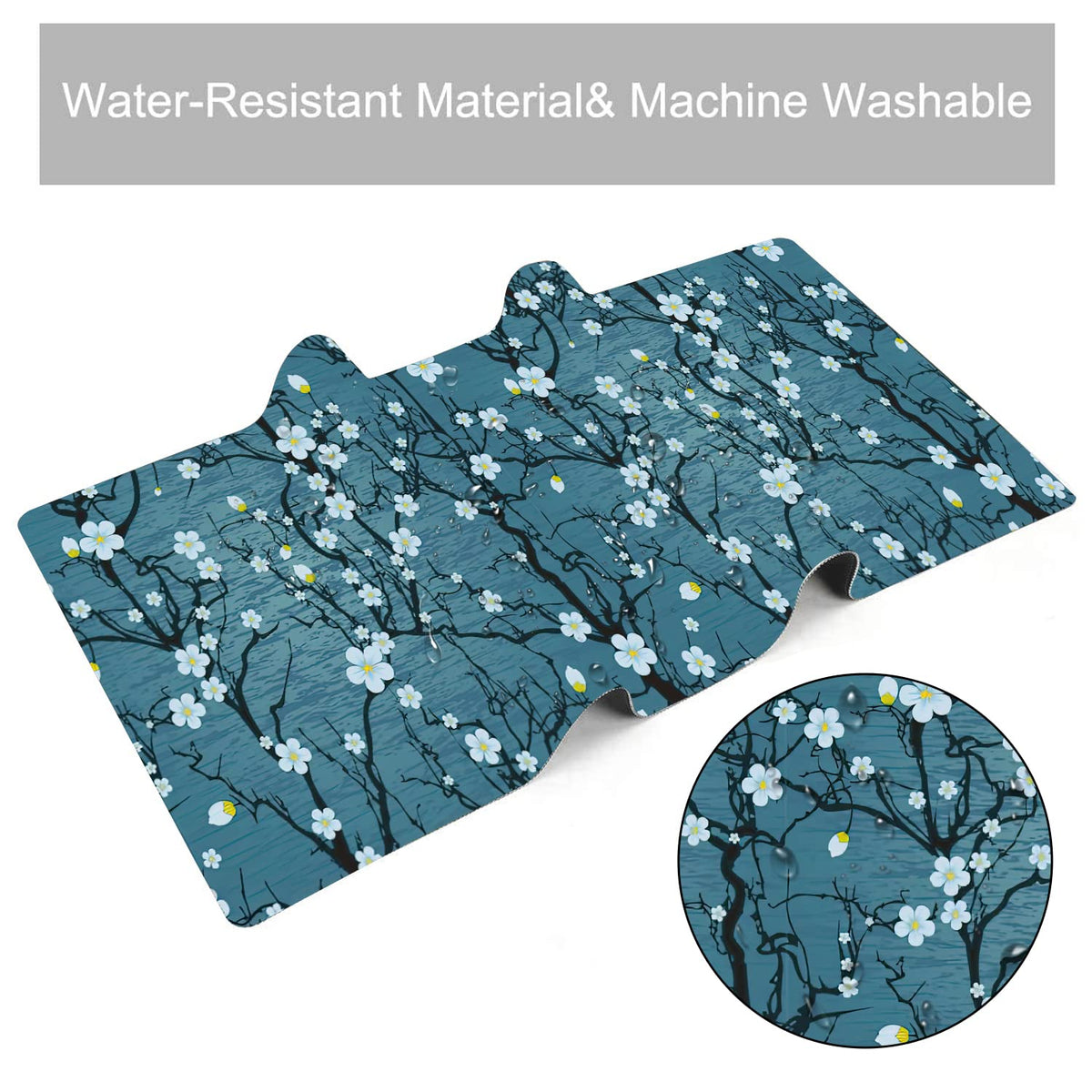 Japanese Cherry Blossom Extended Gaming Mouse Pad Large Desk Mat with Non-Slip Rubber Base and