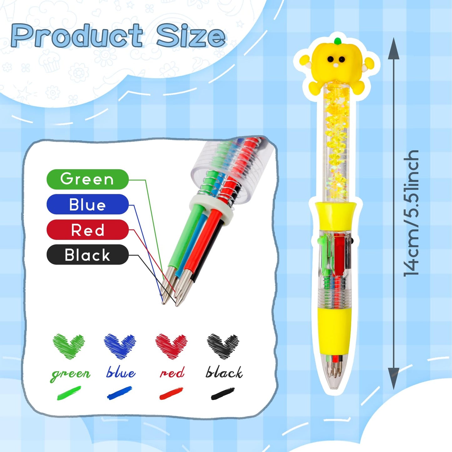 CZWZ 20Pcs Multicolor Pens in One 4-in-1 Cute Pens Bulk for Kids, Ballpoint Pen for Birthdays and