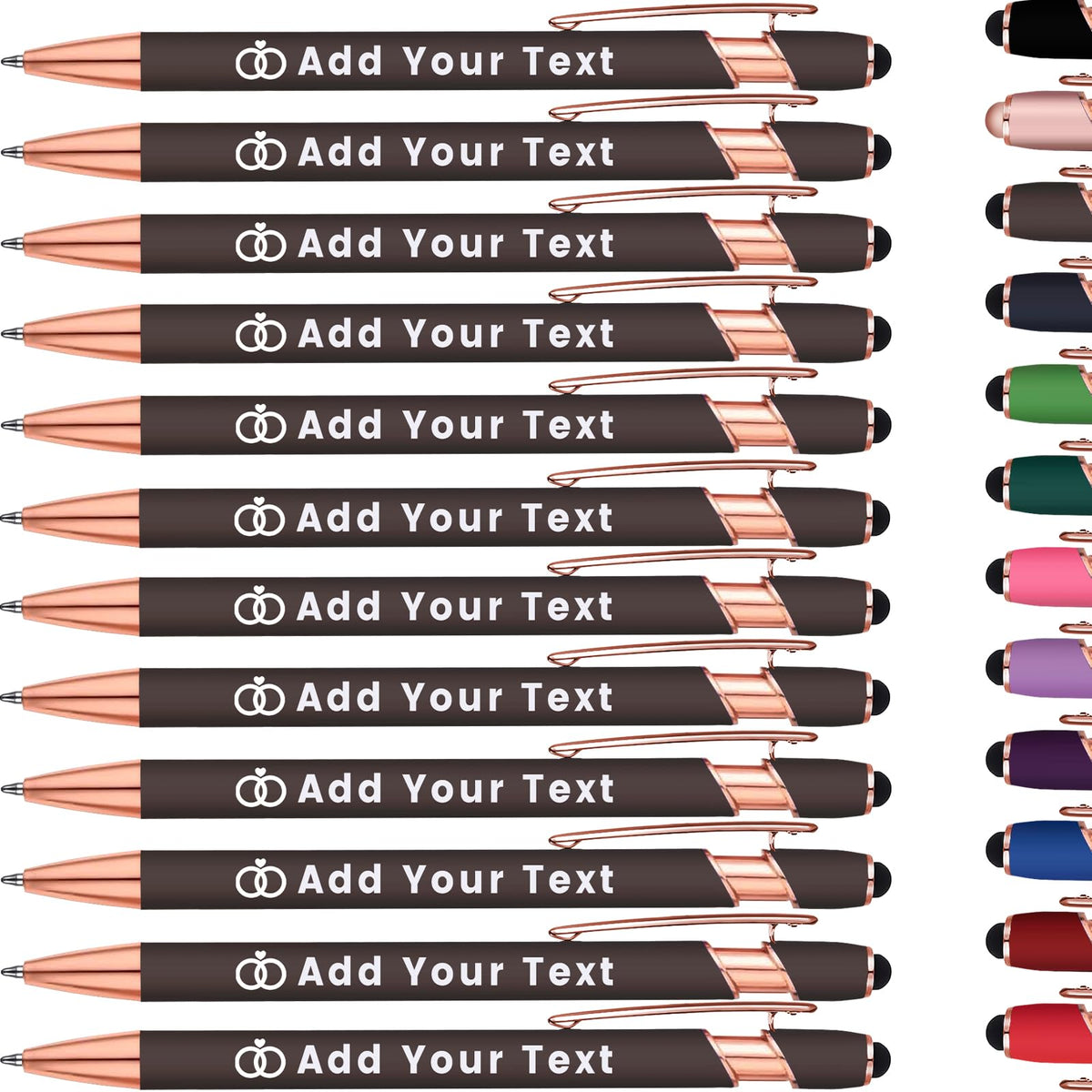 Personalized Ballpoint Pen with Stylus Tip, Custom Name & Logo, 12 Colors