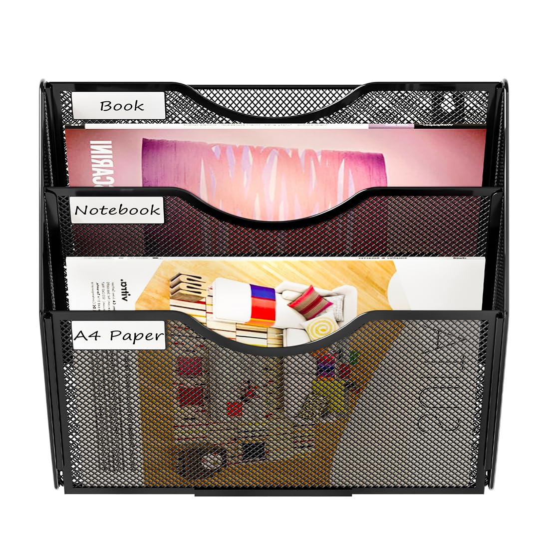 PAG-Mass Hanging Wall File Holder, 3 Tier Mail Sorter for Wall, Mesh Office Wall Organizer For