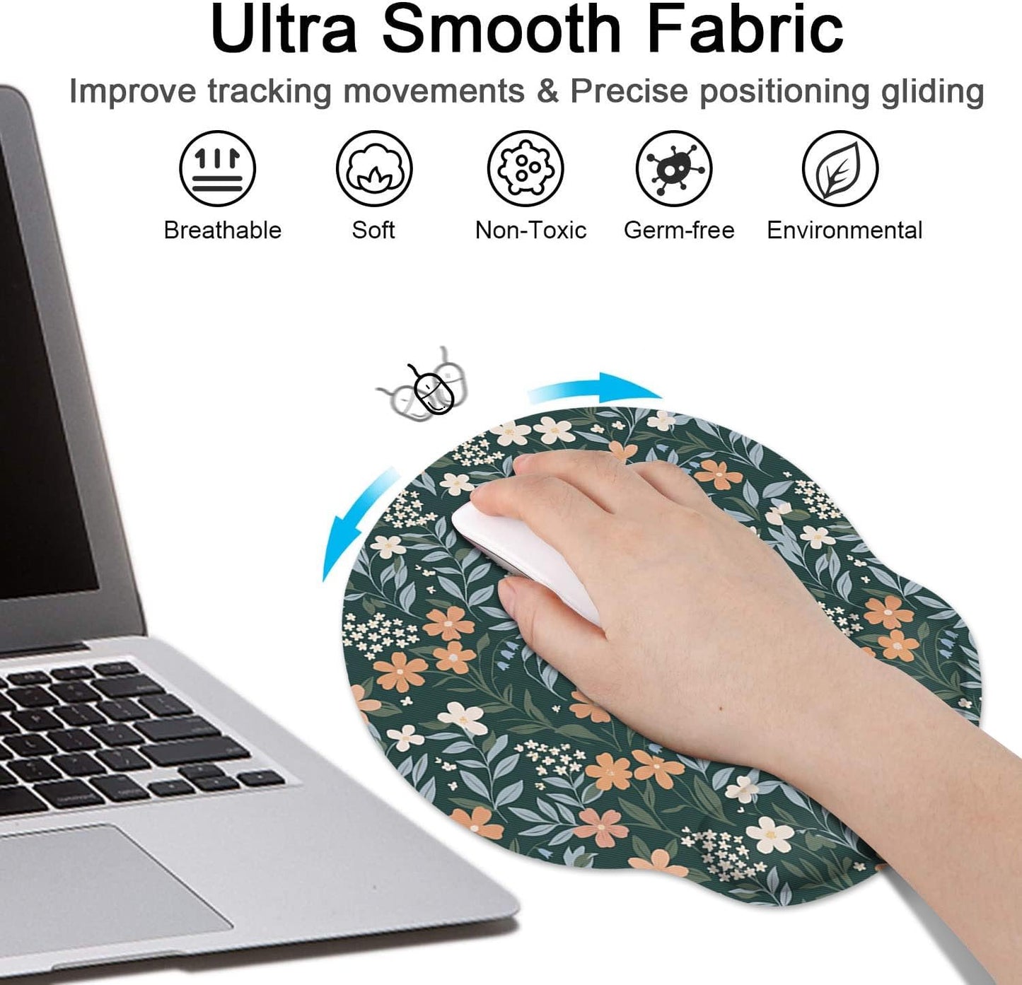 Britimes Ergonomic Mouse Pad Set with Wrist Rest, Floral Wildflower