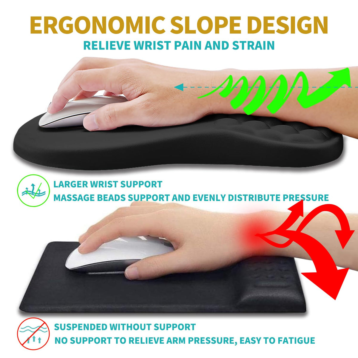Hokafenle 2 in 1 Ergonomic Mouse Pad Wrist Support & Wrist Rest for Computer Keyboard Set, with