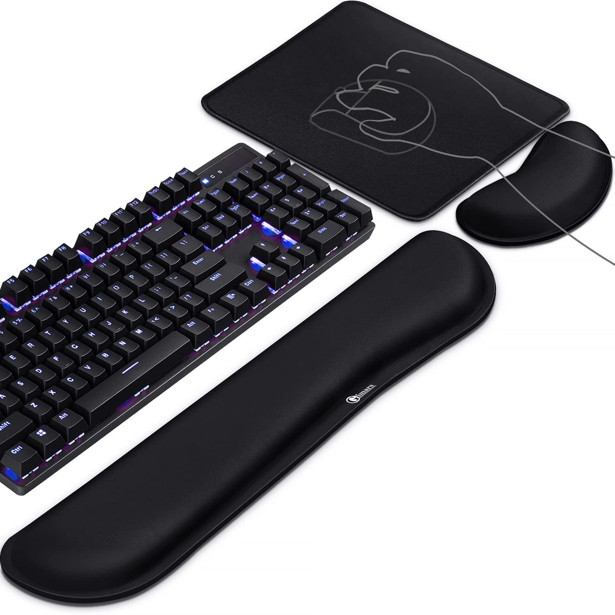 Gimars 3Pcs Memory Foam Keyboard Wrist Rest, Mouse Pad Wrist Support for Easy Typing Pain Relief