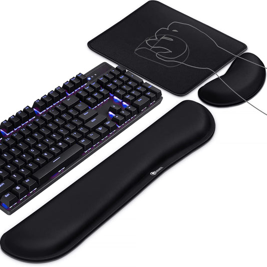 Gimars 3Pcs Memory Foam Keyboard Wrist Rest, Mouse Pad Wrist Support for Easy Typing Pain Relief