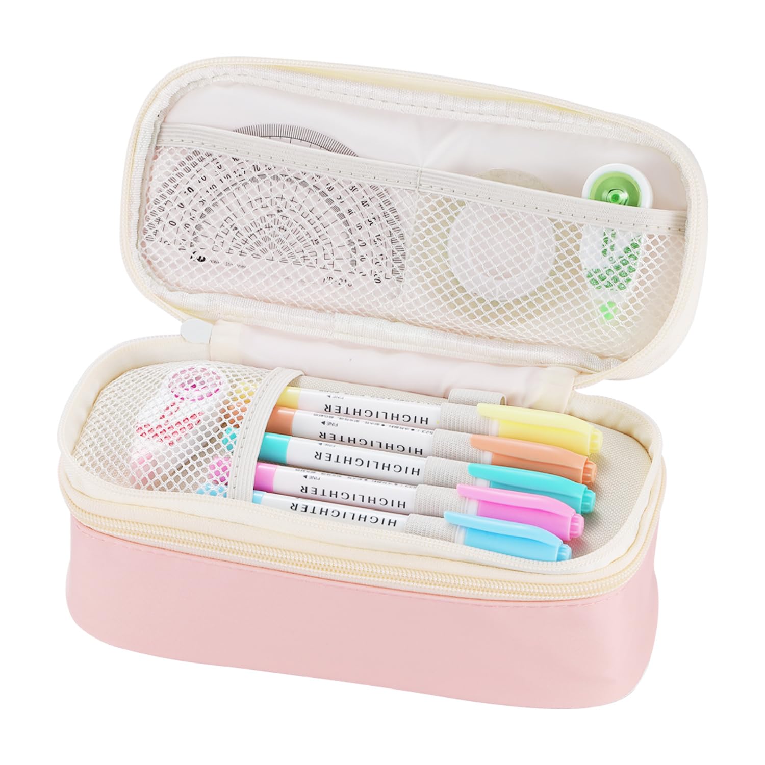 Dugio Pencil Case for Girls Kids Teens Big Pencil Bag with Zipper Pink
