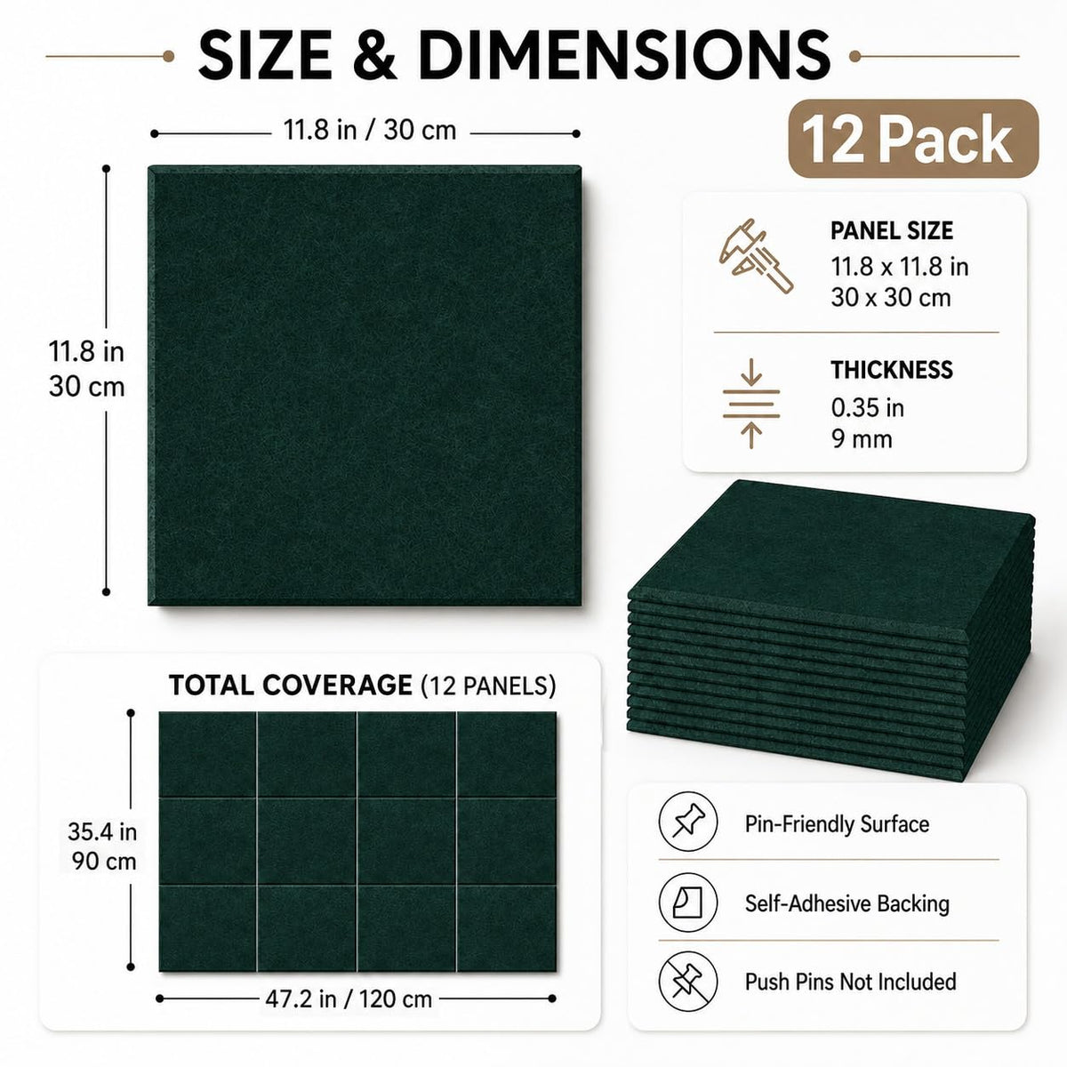 Baysola Felt Bulletin Board Tiles, Cork Board Alternative, 48 x 36 in