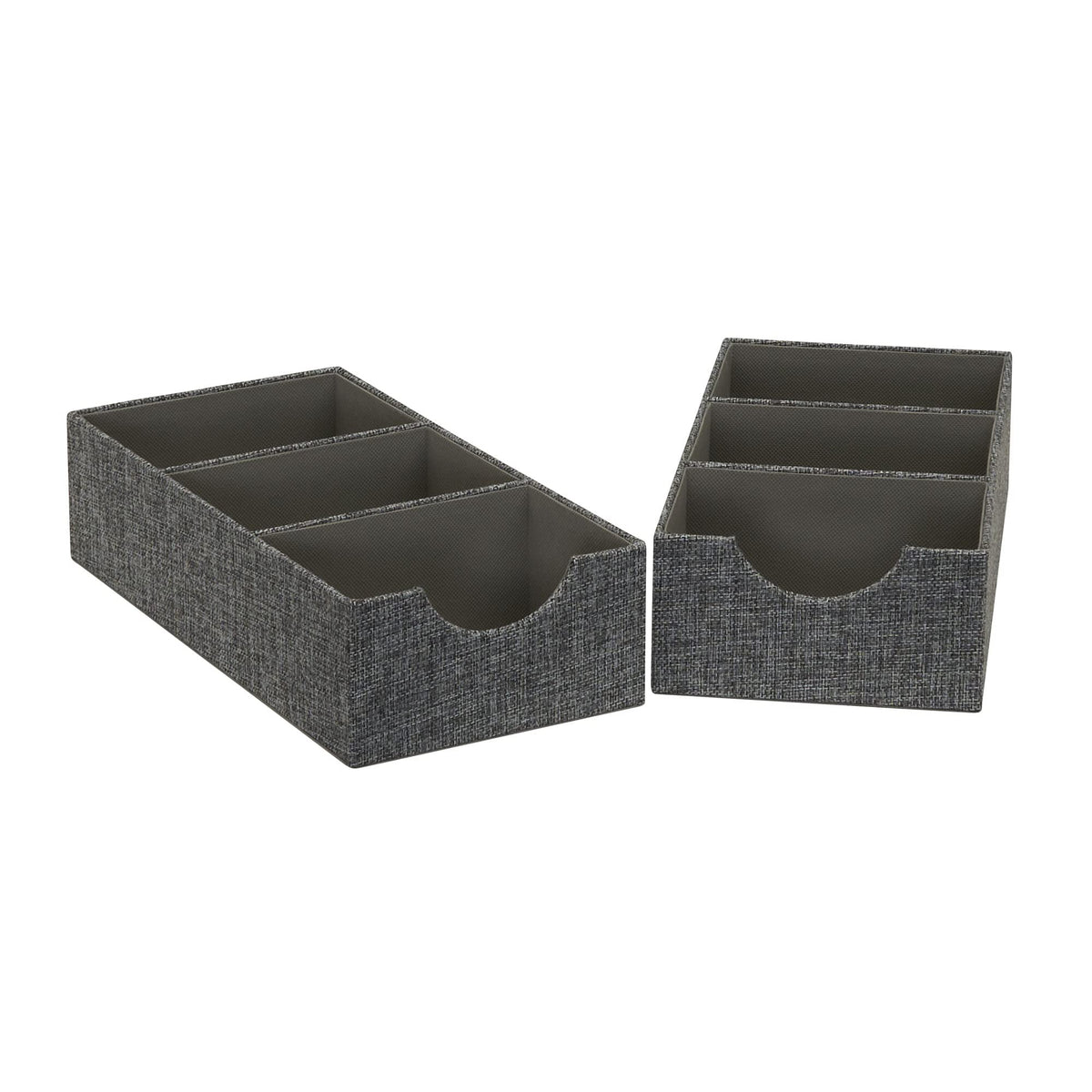 Household Essentials Organizer Tray Accessory in Fabric‑Covered Sturdy Drawer Organizer with Three
