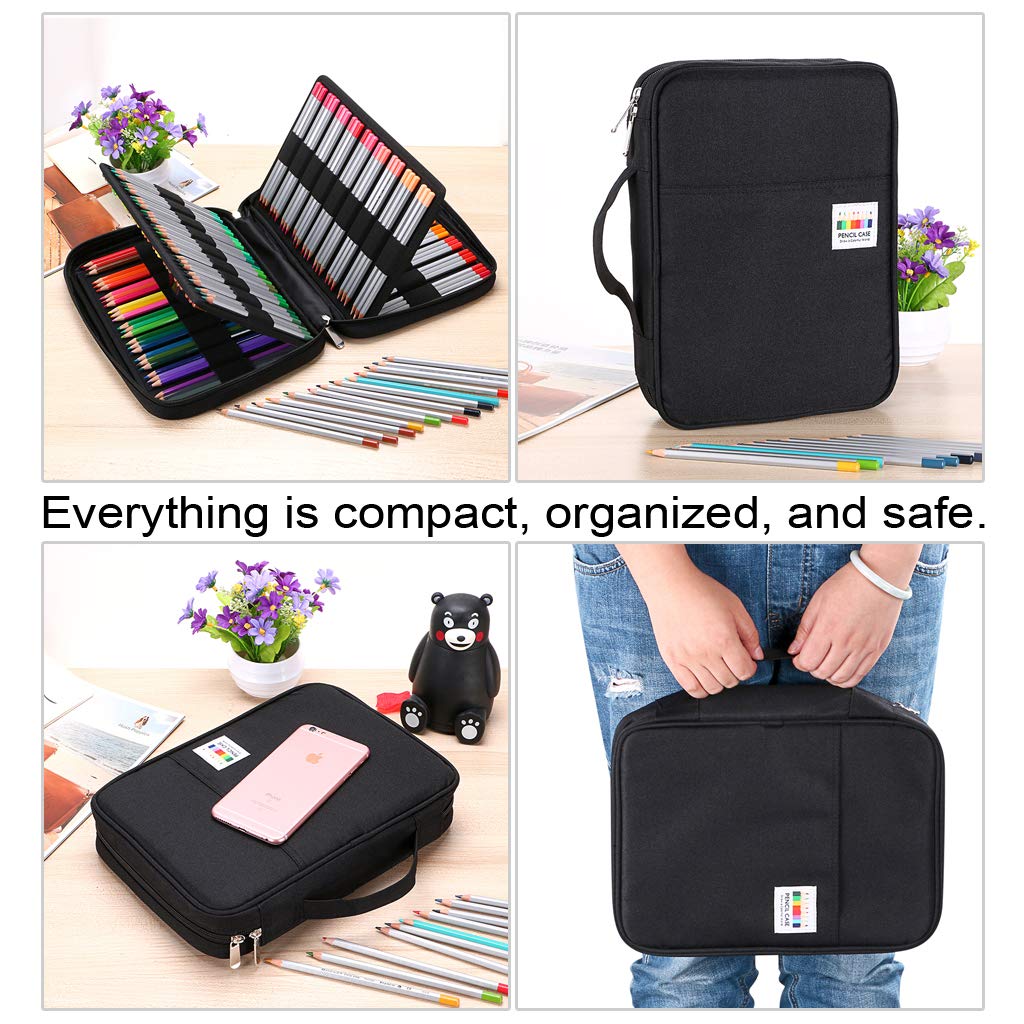 BTSKY Portable Colored Pencil Case - Colored Pencil Organizer Holds 166 Pencils or 112 Gel Pens