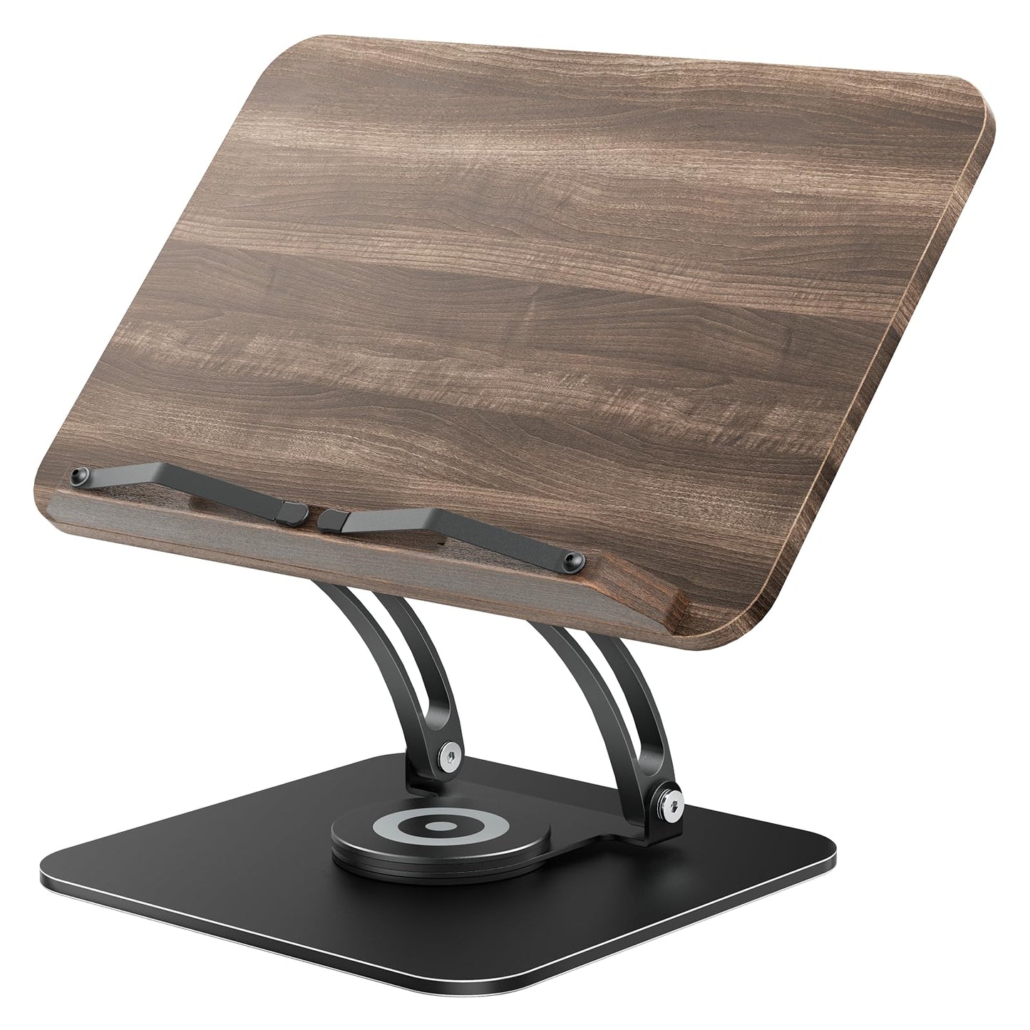 Tounee Adjustable Book Stand with 360° Swivel Base,Matte Black
