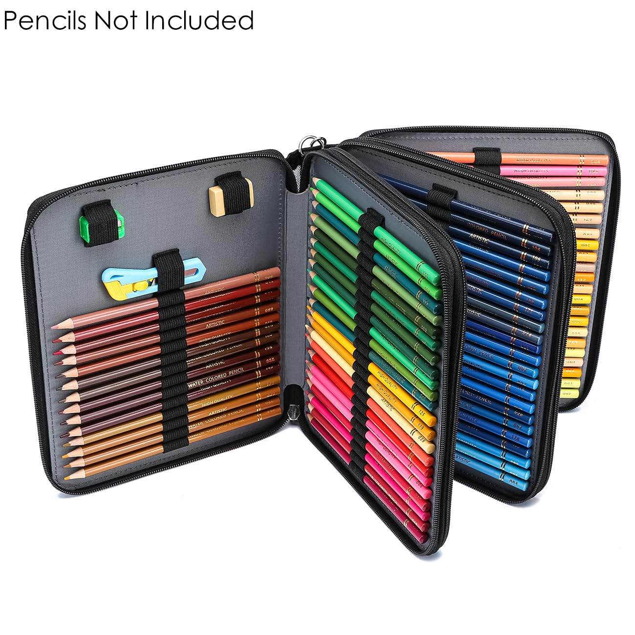 YOUNGCOL Colored Pencil Case - 120 Slots Pencil Holder with Handle Strap Large Capacity Pencil
