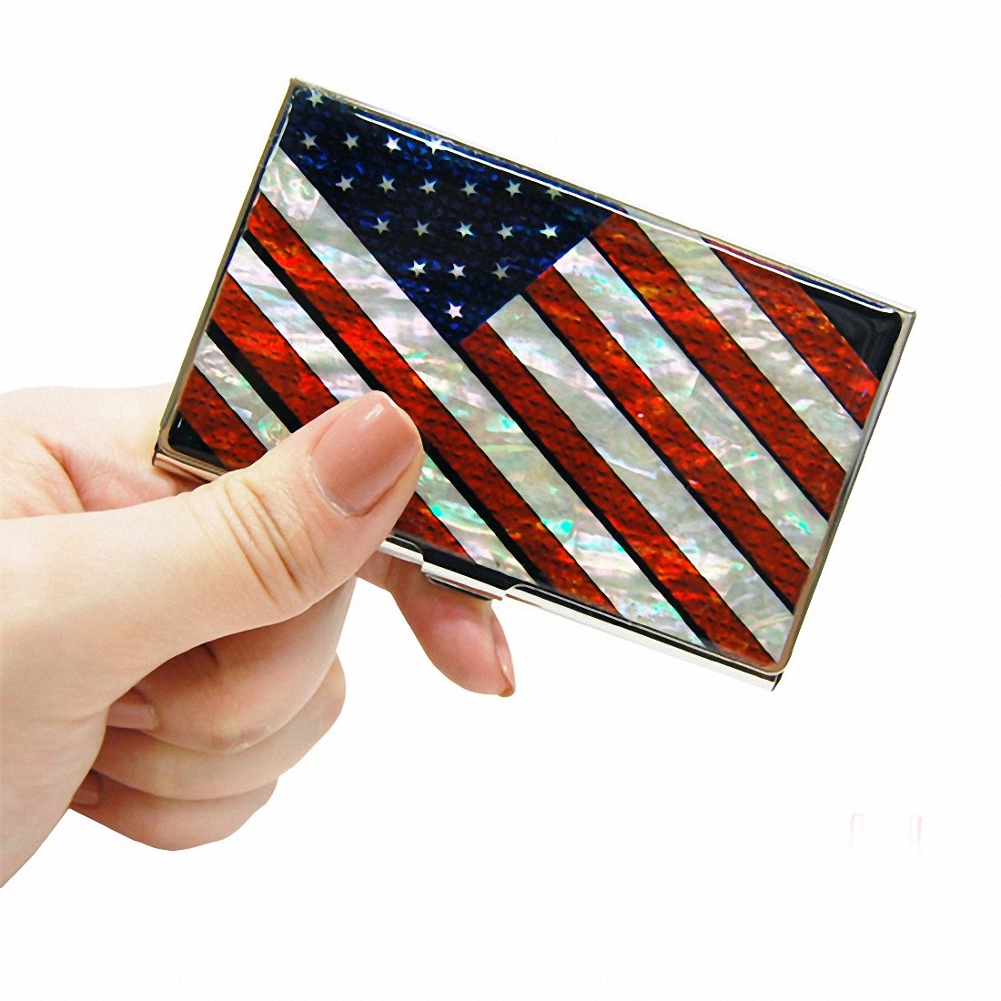 Antique Alive Mother of Pearl Design RFID Blocking Protection Business Card Case, Credit Card