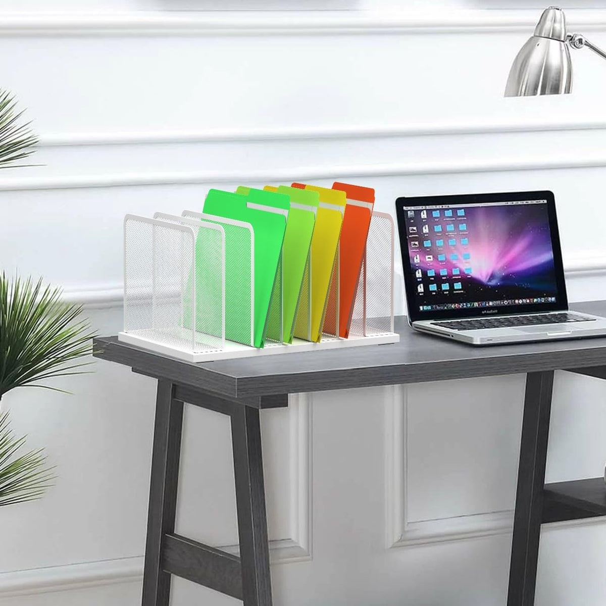 Kuntine.B 7-Section Upright Desk File Organizer White 1 Pack