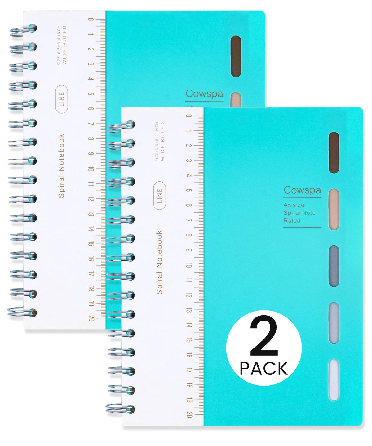 Yoment 2 Pack 5 Subject Notebook Wide Ruled Spiral Notebooks 5x7 with Tabs