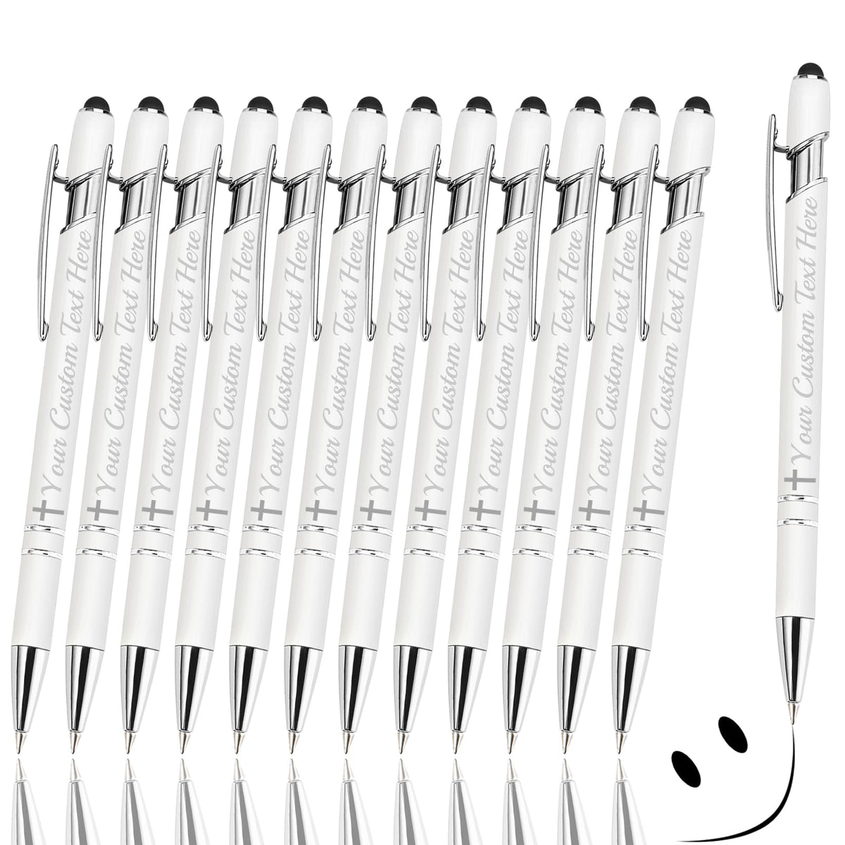 GIFTSDIY Personalized Pens with Stylus,Custom Engraving Ballpoint Pens,Imprinted with Your Logo or