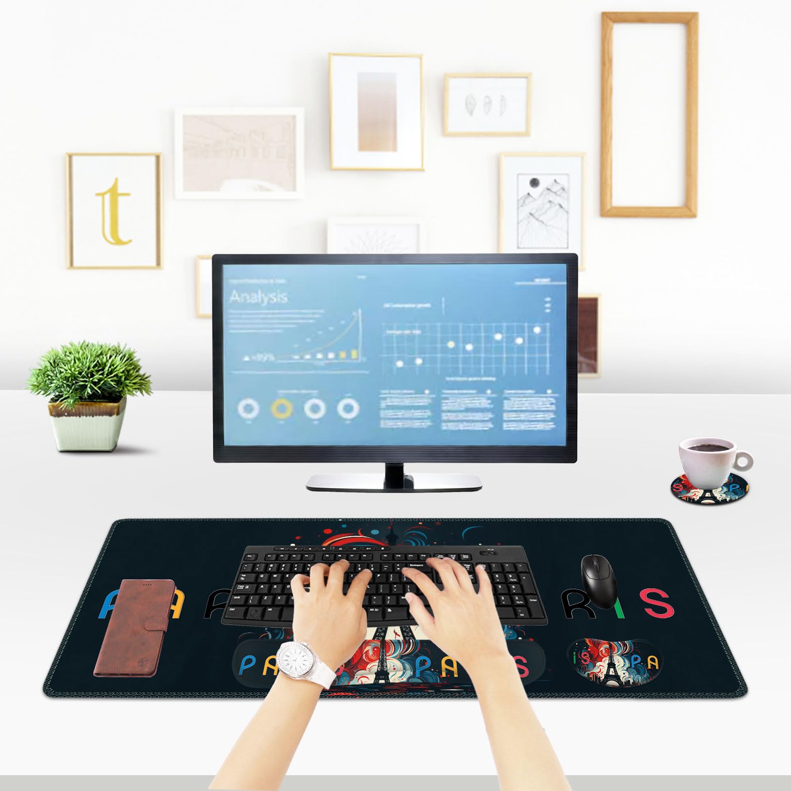ToLuLu Extended Gaming Mouse Pad, Memory Foam Ergonomic Keyboard Mouse Wrist Rest Support Set