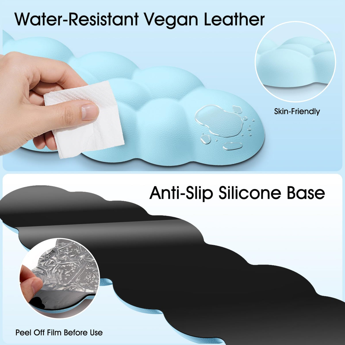Retuhapy Cloud Wrist Rest Keyboard Cushion and Cloud Mouse Pad, Blue