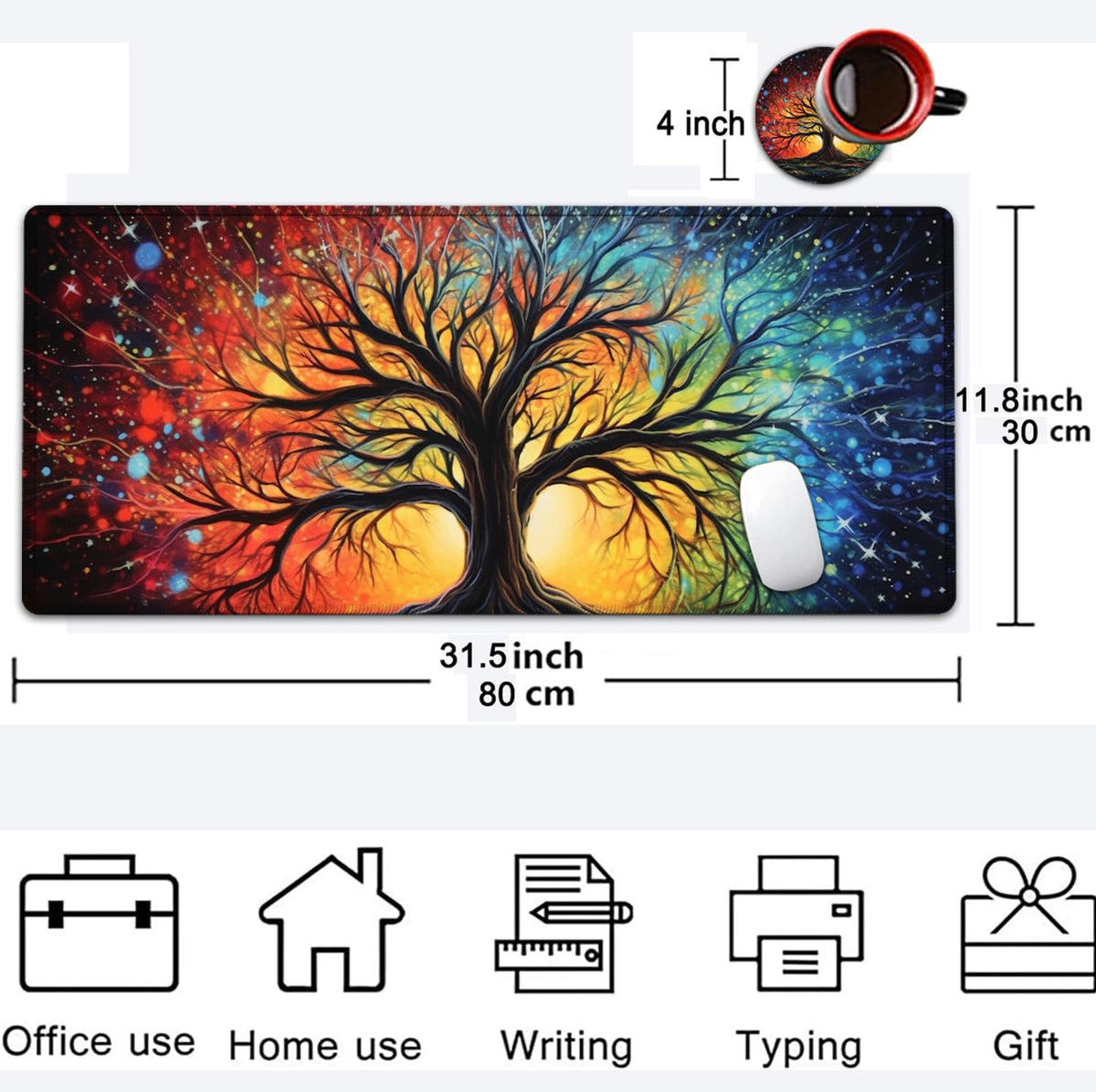 Large Mouse Pad, 31.5 x 11.8in Extended Gaming Mouse Pad with Stitched Edges, XXL Mousepad